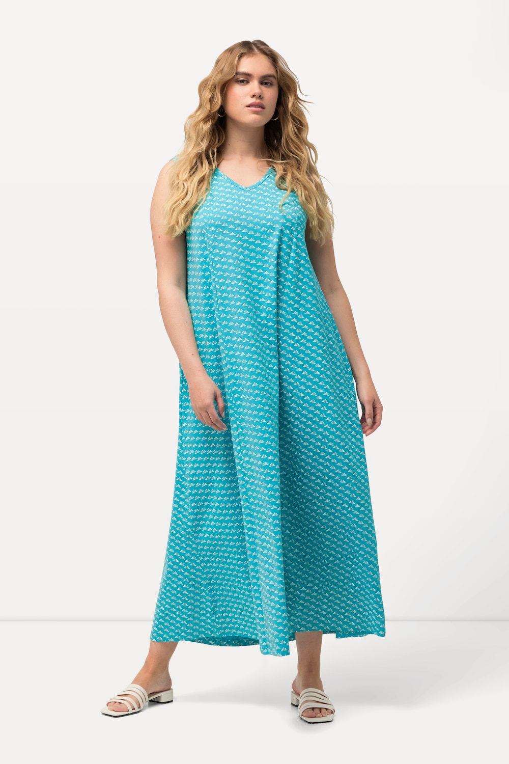 Große Größen Jersey-Maxikleid, Damen, türkis, Größe: 42/44, Baumwolle, Ulla Popken von Ulla Popken