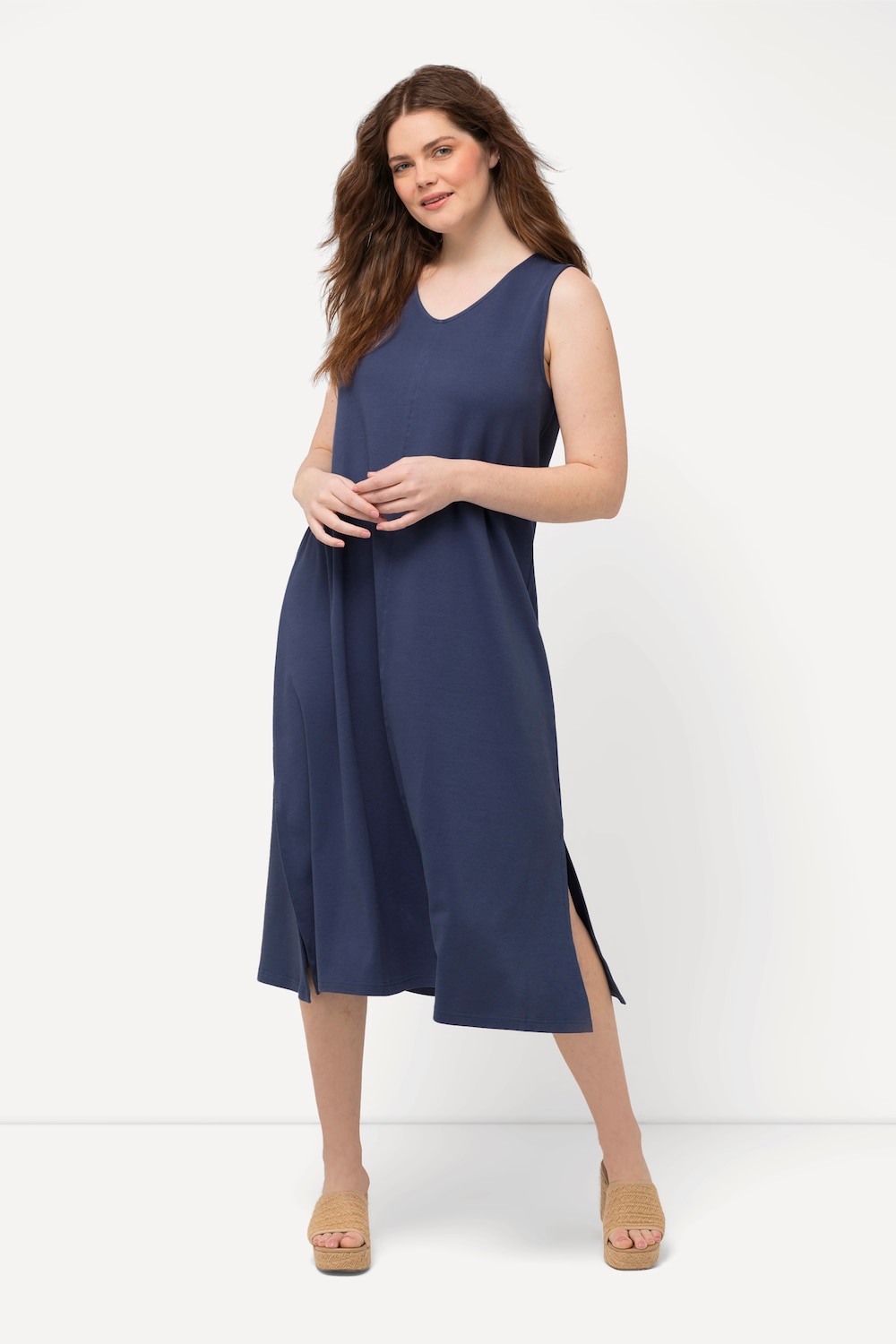 Große Größen Jersey-Midikleid, Damen, blau, Größe: 46/48, Baumwolle, Ulla Popken von Ulla Popken