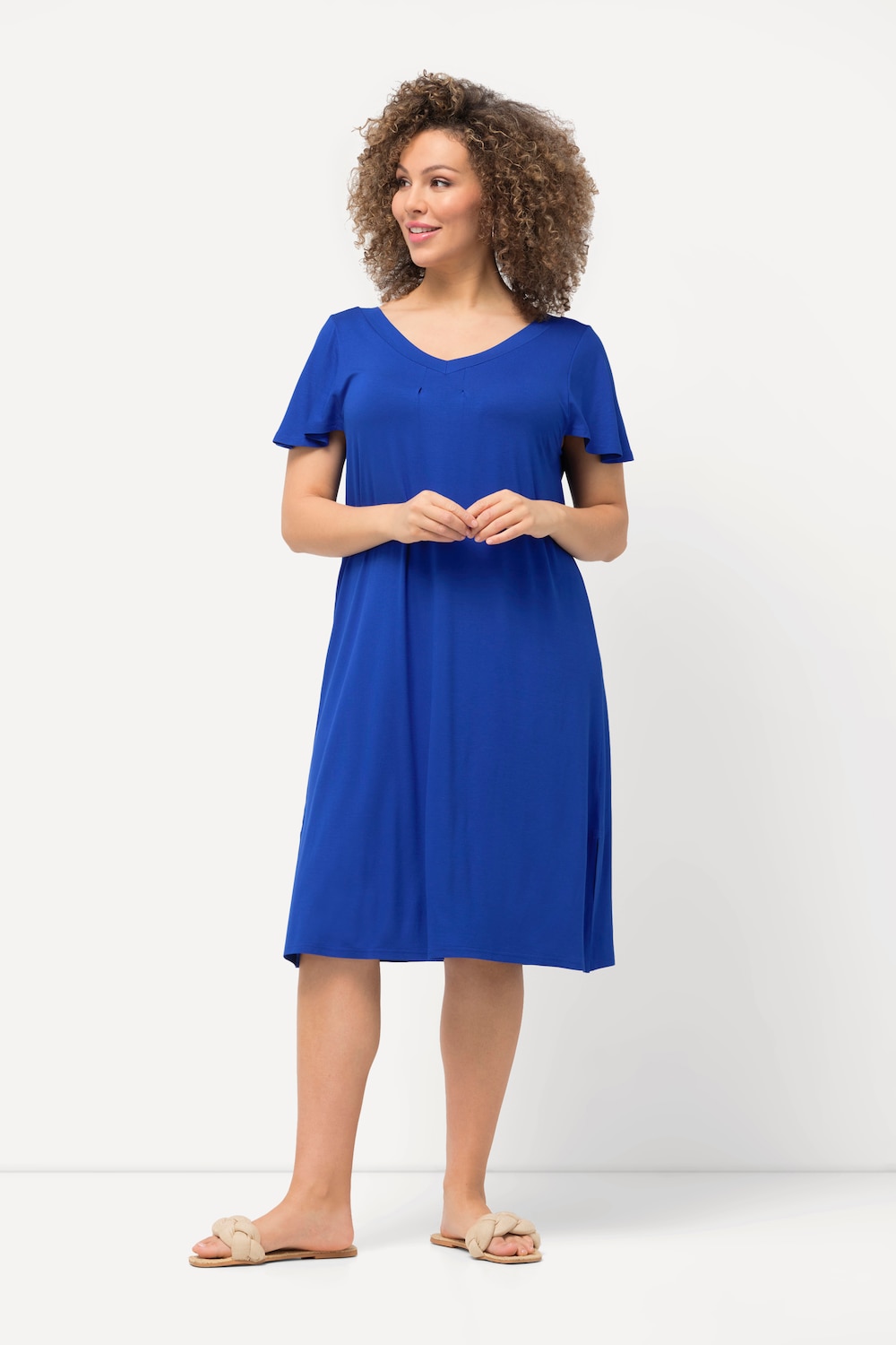 Große Größen Jersey-Midikleid, Damen, blau, Größe: 46/48, Viskose, Ulla Popken von Ulla Popken