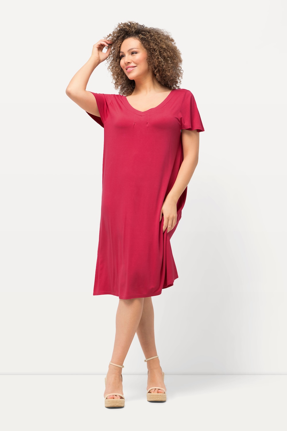 Große Größen Jersey-Midikleid, Damen, rosa, Größe: 46/48, Viskose, Ulla Popken von Ulla Popken