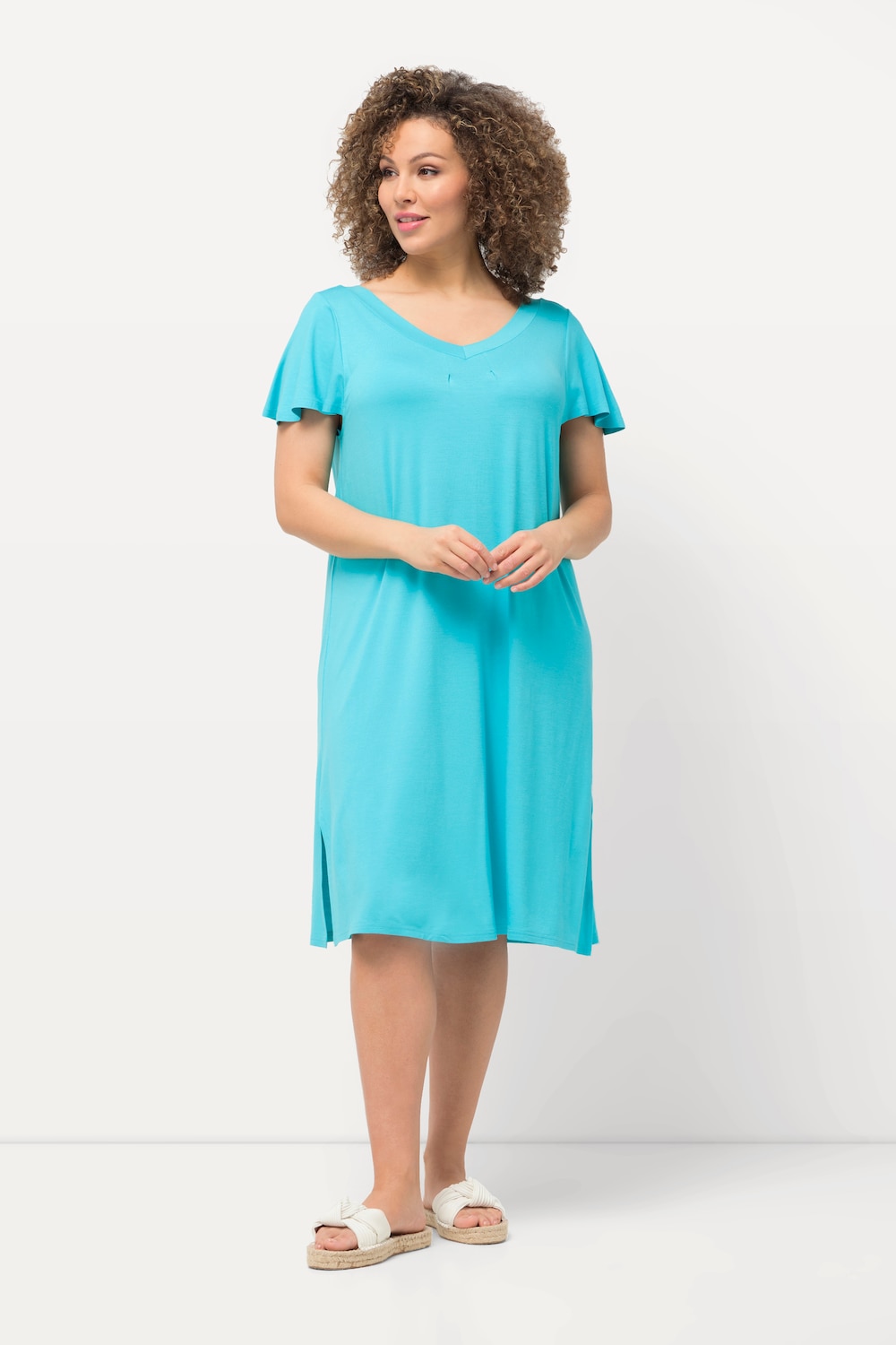 Große Größen Jersey-Midikleid, Damen, türkis, Größe: 42/44, Viskose, Ulla Popken von Ulla Popken