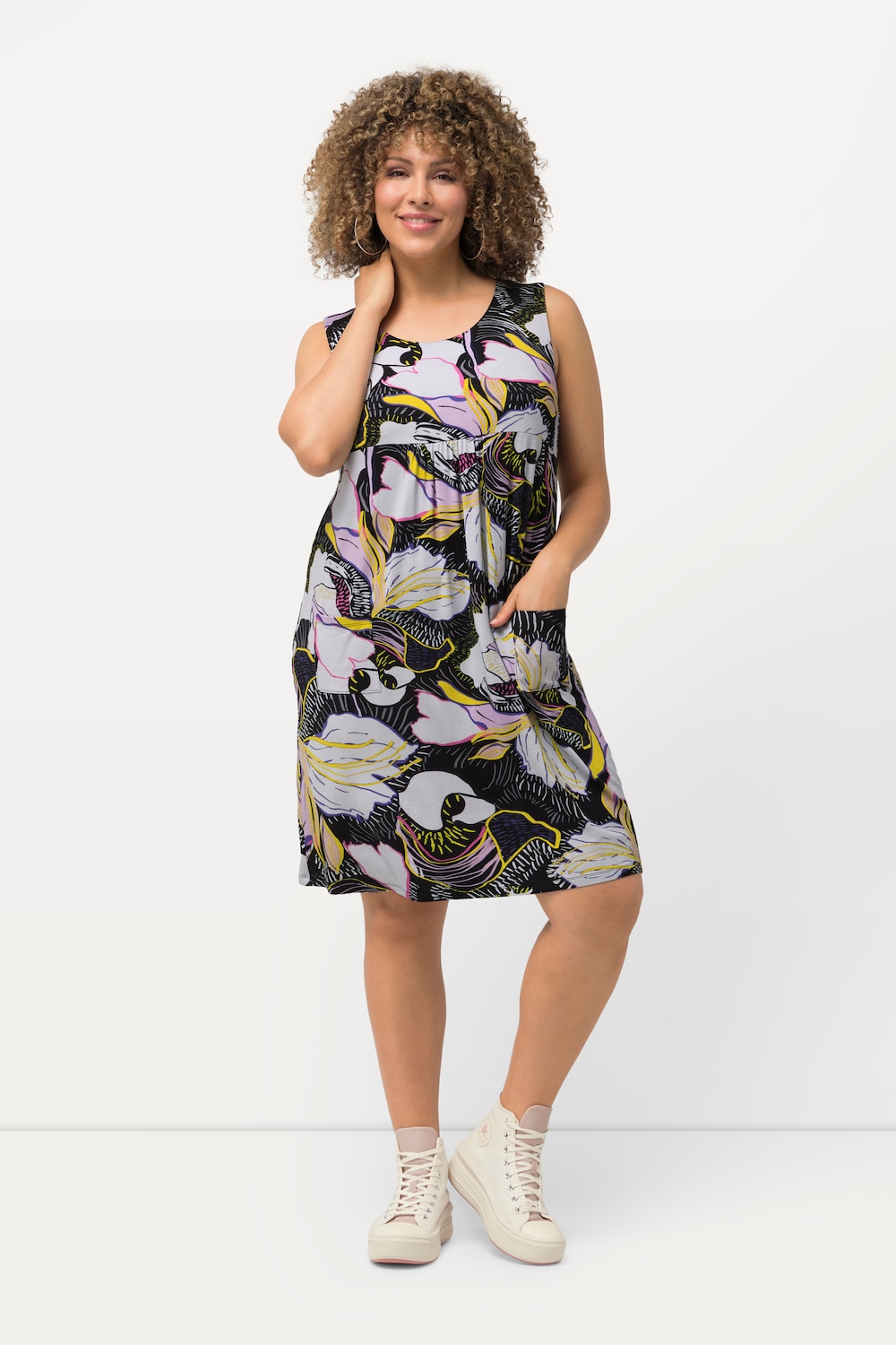 Große Größen Jersey-Minikleid, Damen, schwarz, Größe: 46/48, Viskose, Ulla Popken von Ulla Popken