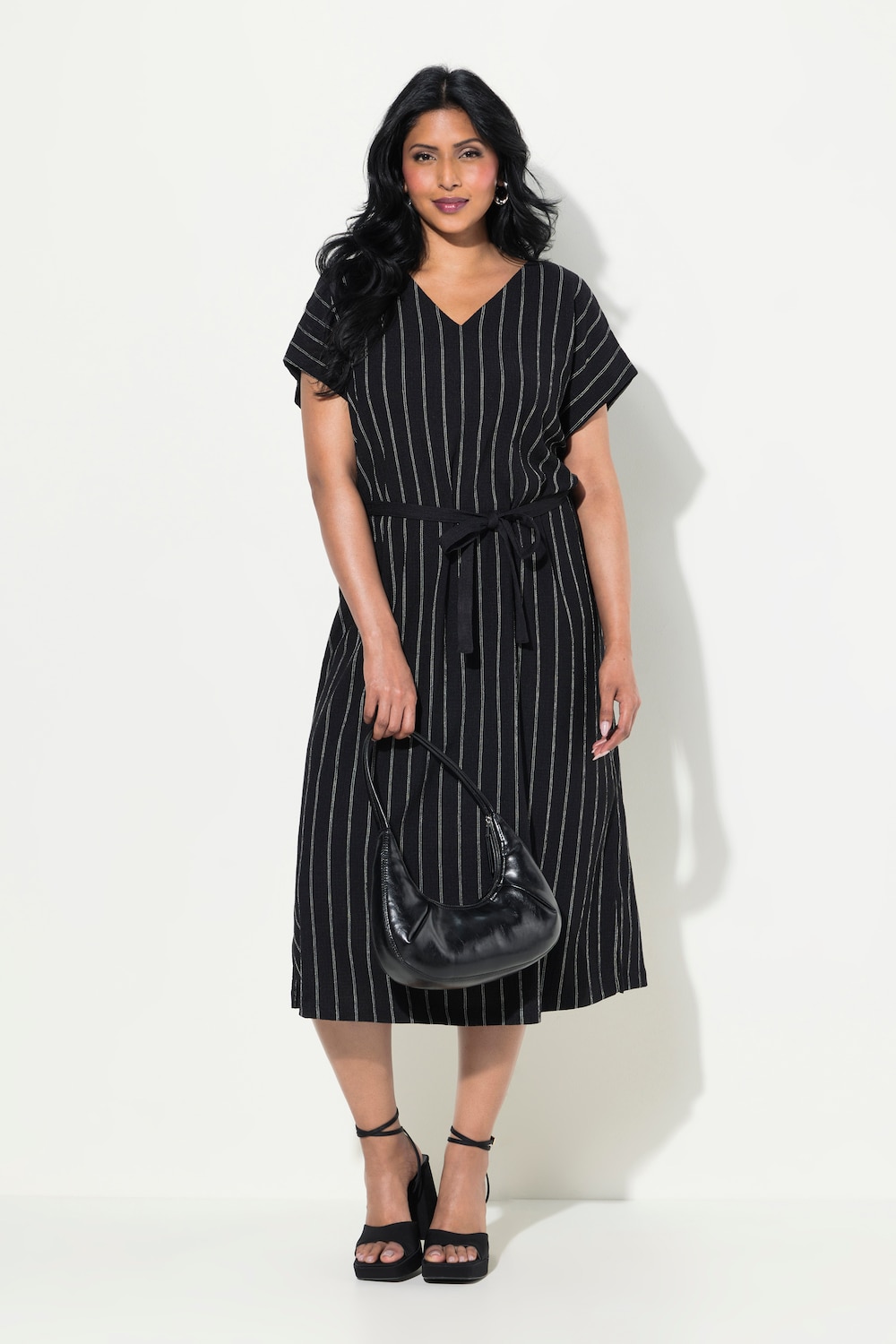 Große Größen Jersey-Midikleid, Damen, schwarz, Größe: 58/60, Polyester, Ulla Popken von Ulla Popken