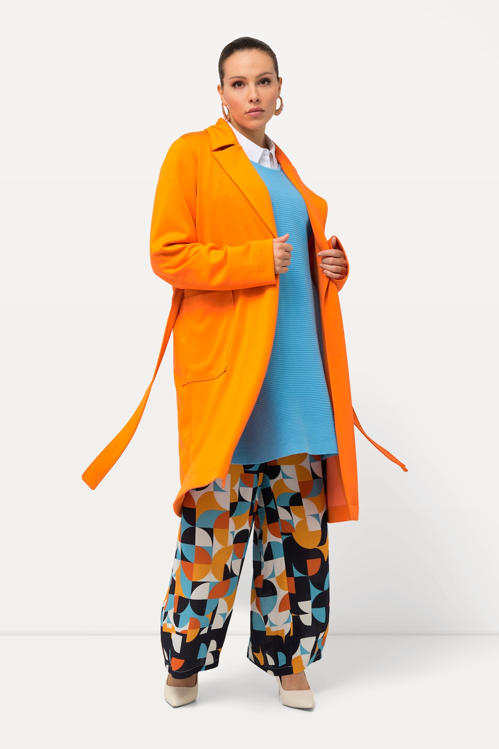 Große Größen Jersey-Trenchcoat, Damen, orange, Größe: 46/48, Synthetische Fasern/Viskose, Ulla Popken von Ulla Popken