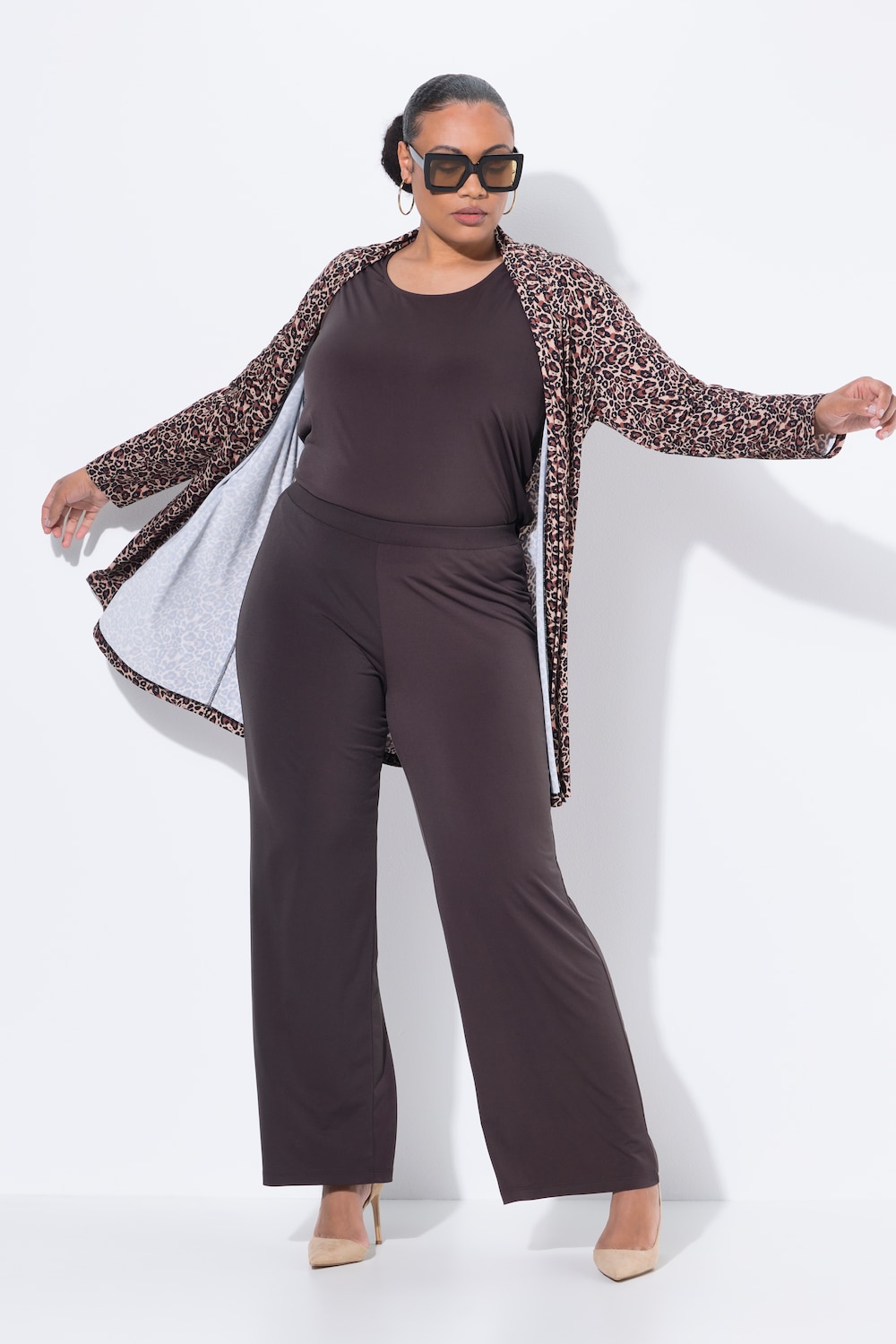 Große Größen Jerseyhose, Damen, braun, Größe: 58/60, Polyester, Ulla Popken von Ulla Popken