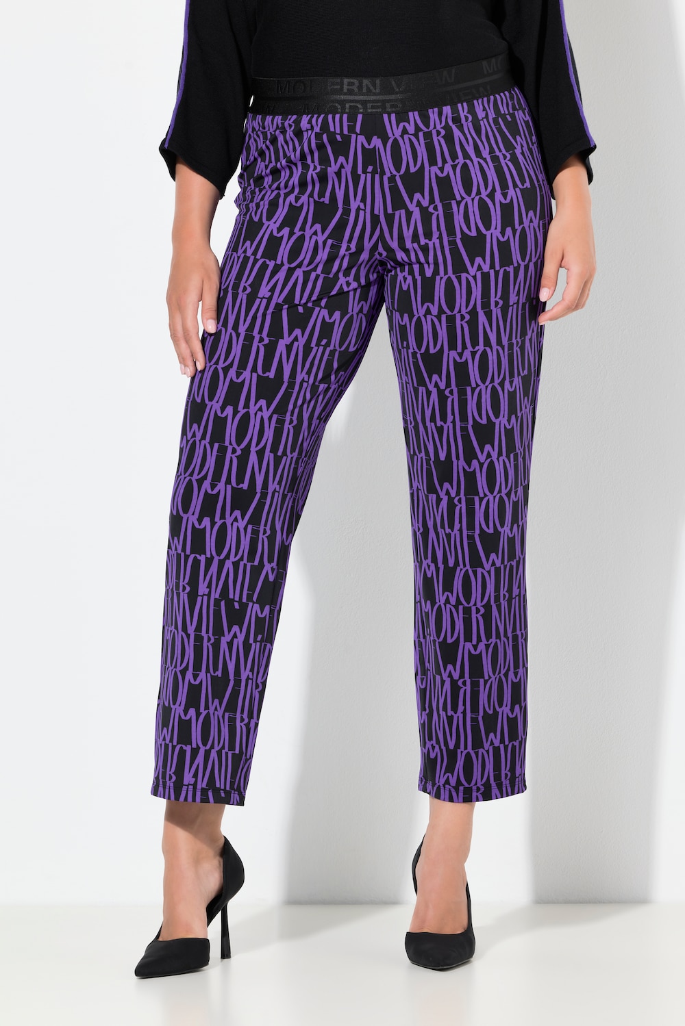 Große Größen Jerseyhose Sienna, Damen, lila, Größe: 42/44, Polyester/Elasthan, Ulla Popken von Ulla Popken