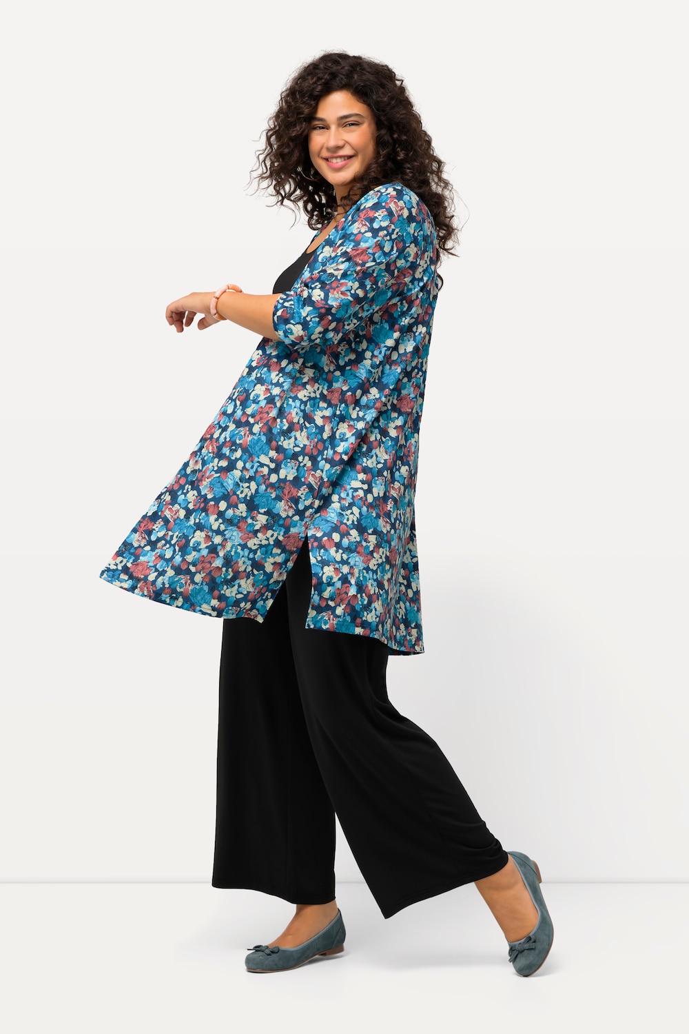 Große Größen Jerseyjacke, Damen, blau, Größe: 62/64, Polyester, Ulla Popken von Ulla Popken