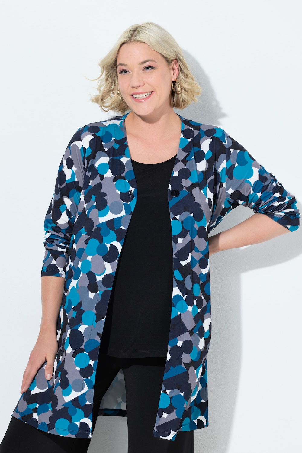 Große Größen Jerseyjacke, Damen, schwarz, Größe: 46/48, Polyester, Ulla Popken von Ulla Popken