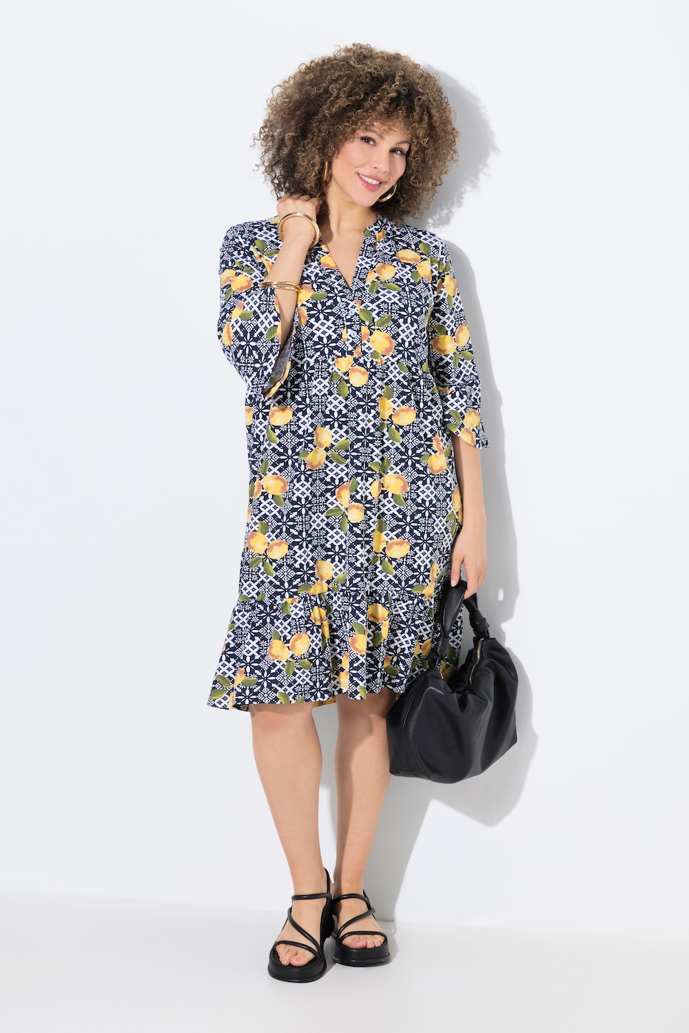 Große Größen Jerseykleid, Damen, blau, Größe: 46/48, Baumwolle, Ulla Popken von Ulla Popken