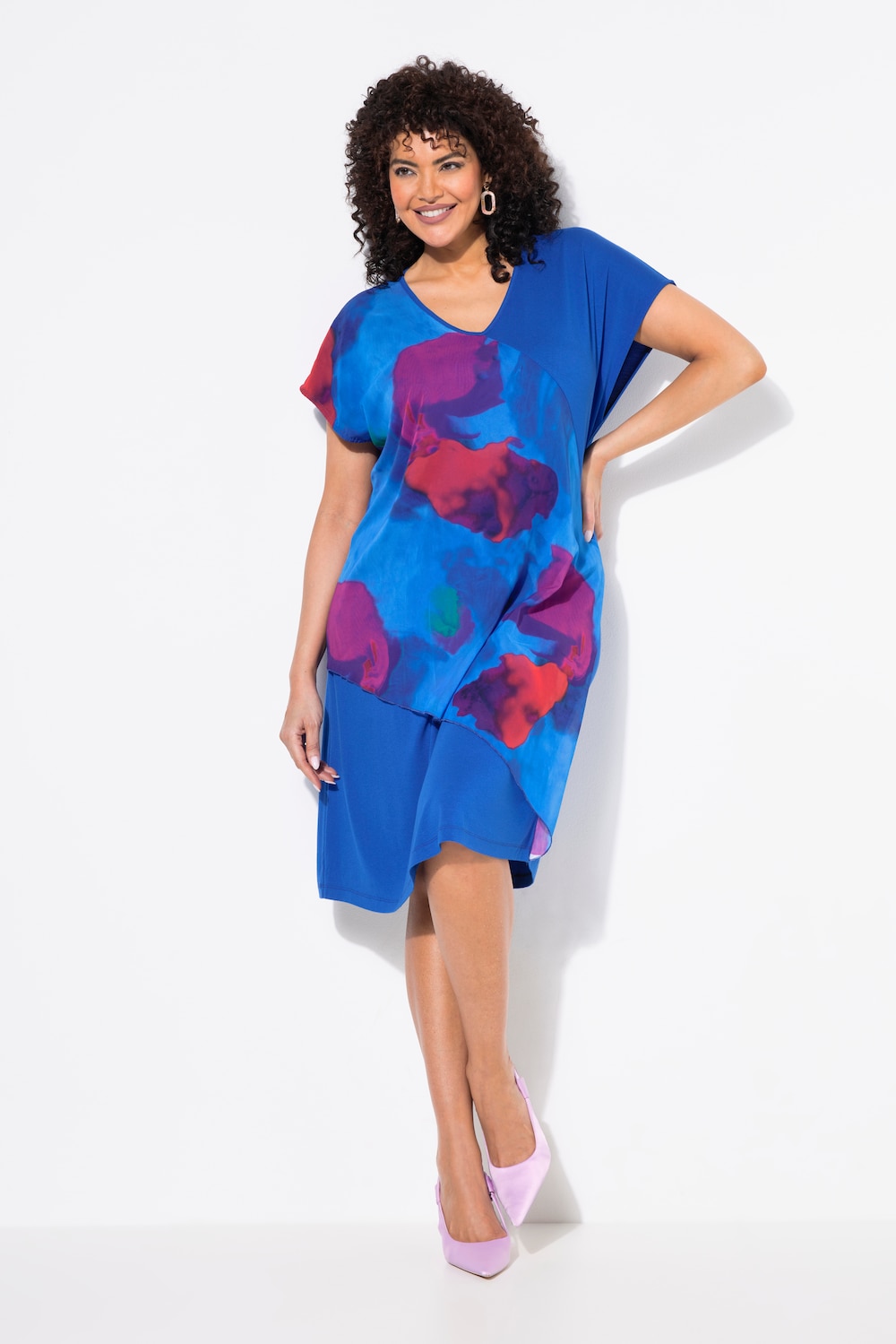 Große Größen Jerseykleid, Damen, blau, Größe: 46/48, Polyester/Viskose, Ulla Popken von Ulla Popken