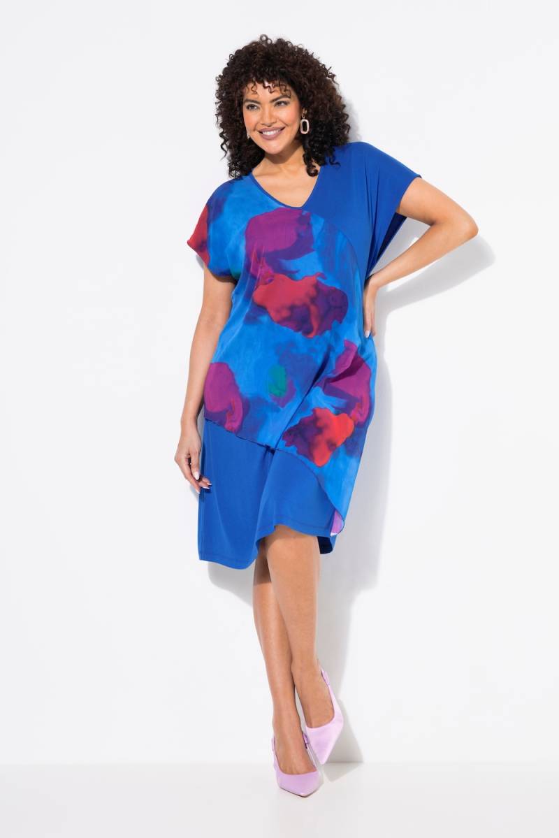 Große Größen Jerseykleid, Damen, blau, Größe: 46/48, Polyester/Viskose, Ulla Popken von Ulla Popken