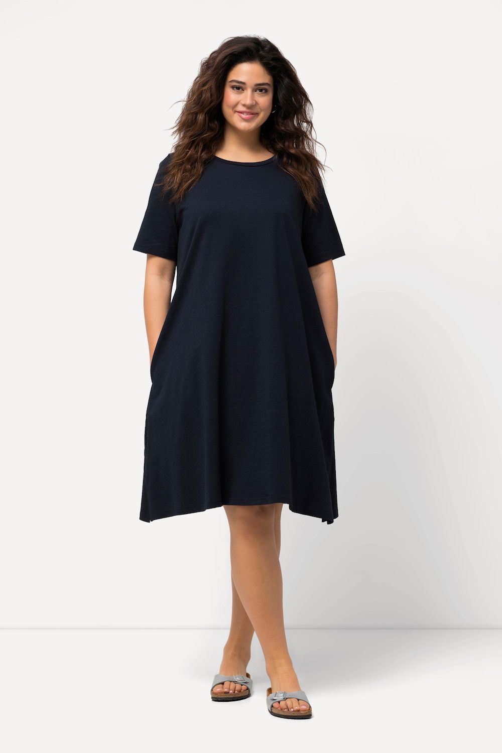 Große Größen Jerseykleid, Damen, blau, Größe: 50/52, Baumwolle, Ulla Popken von Ulla Popken