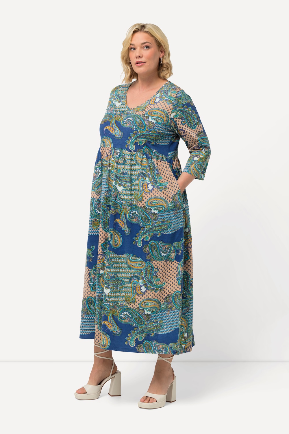 Große Größen Jerseykleid, Damen, blau, Größe: 50/52, Baumwolle, Ulla Popken von Ulla Popken