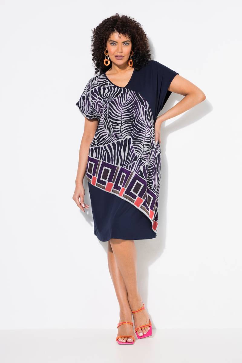 Große Größen Jerseykleid, Damen, blau, Größe: 50/52, Polyester/Viskose, Ulla Popken von Ulla Popken