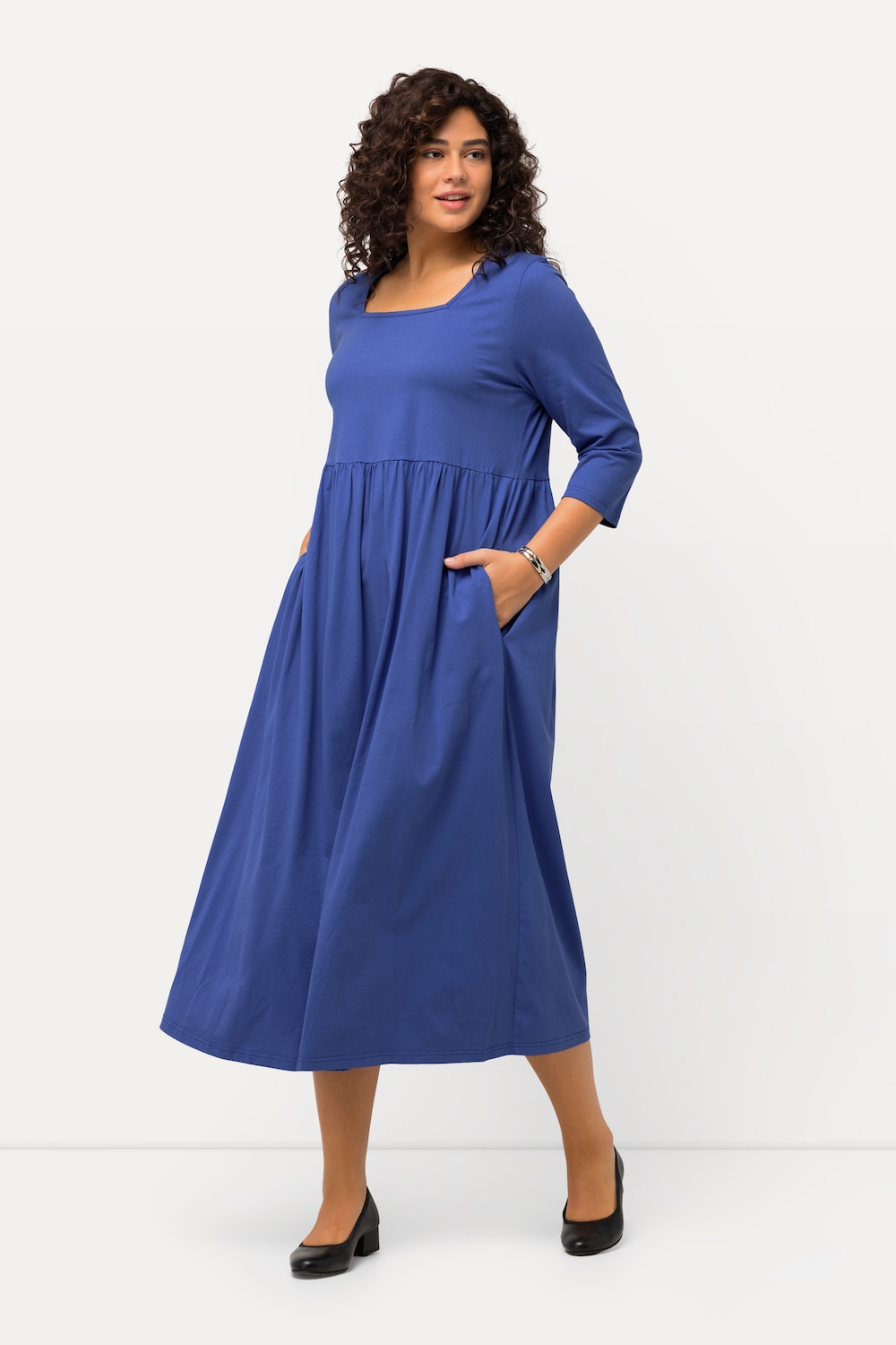 Große Größen Jerseykleid, Damen, blau, Größe: 54/56, Baumwolle, Ulla Popken von Ulla Popken