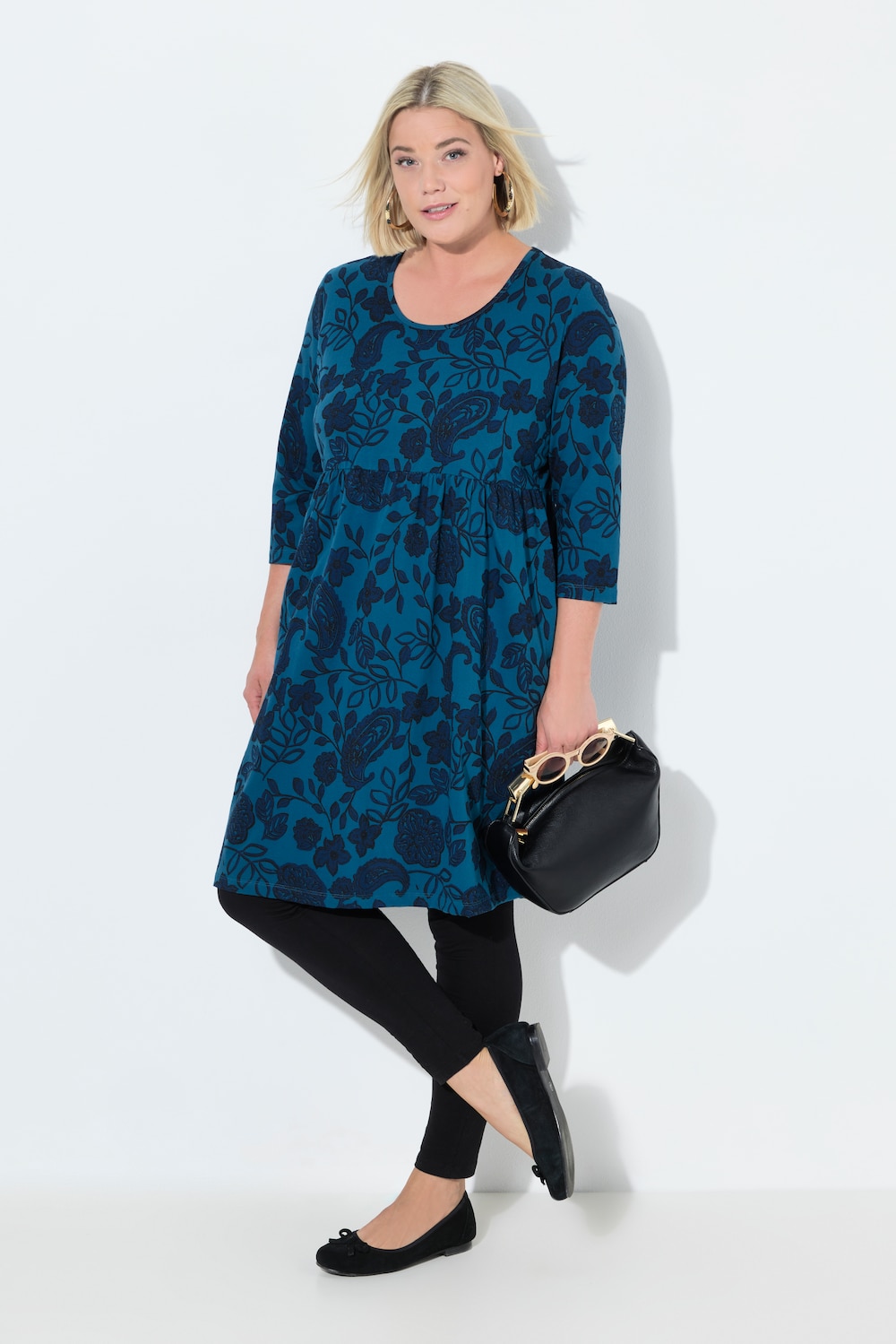 Große Größen Jerseykleid, Damen, blau, Größe: 54/56, Baumwolle, Ulla Popken von Ulla Popken