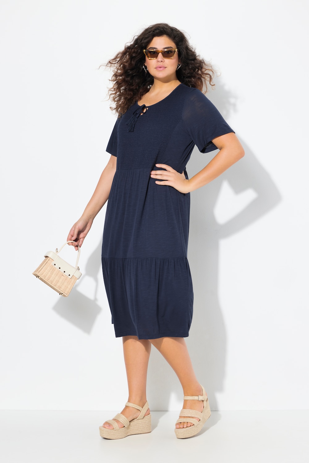 Große Größen Jerseykleid, Damen, blau, Größe: 54/56, Viskose, Ulla Popken von Ulla Popken