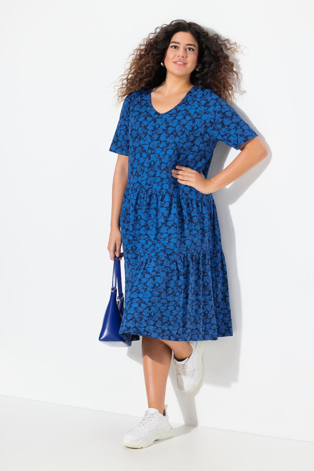 Große Größen Jerseykleid, Damen, blau, Größe: 58/60, Viskose, Ulla Popken von Ulla Popken