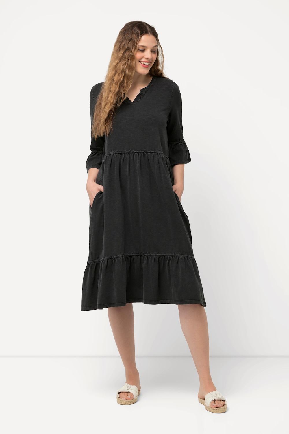 Große Größen Jerseykleid, Damen, grau, Größe: 50/52, Baumwolle, Ulla Popken von Ulla Popken