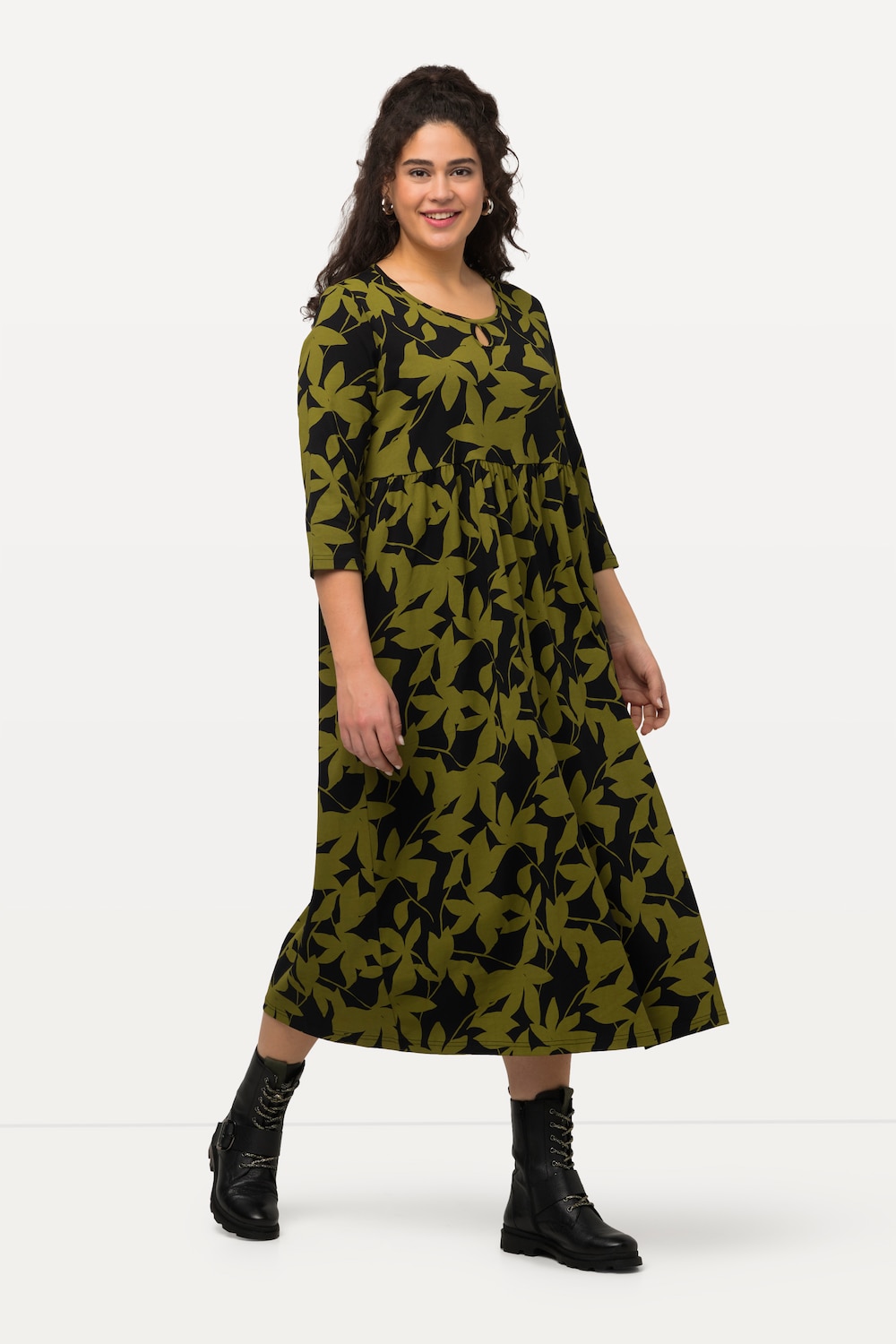 Große Größen Jerseykleid, Damen, grün, Größe: 46/48, Baumwolle, Ulla Popken von Ulla Popken