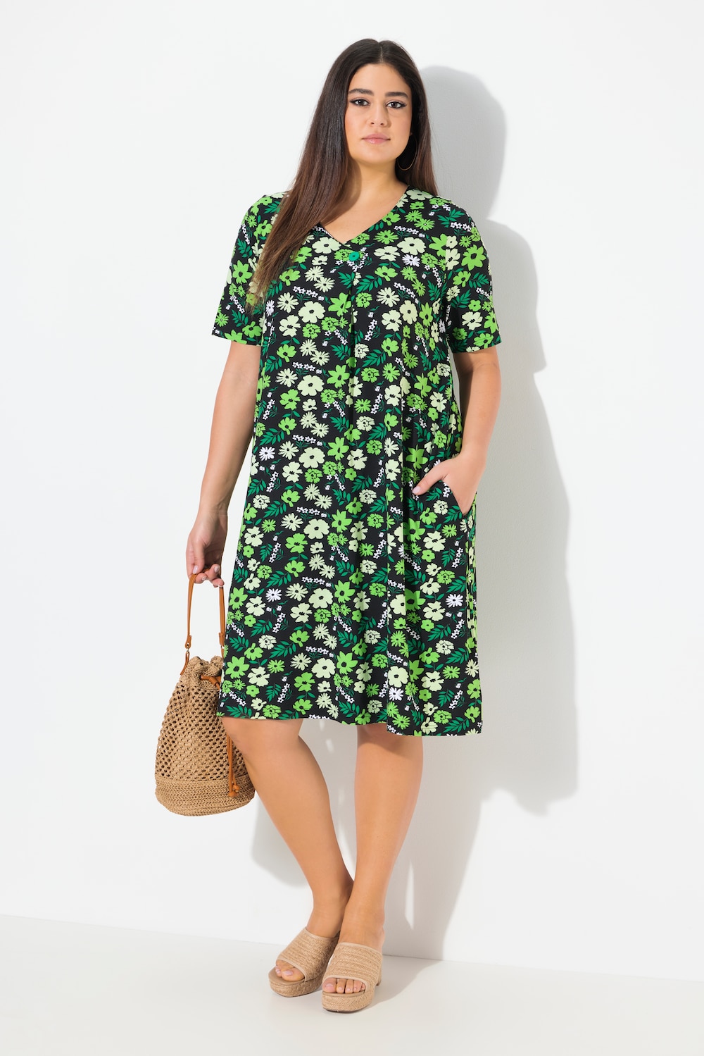 Große Größen Jerseykleid, Damen, grün, Größe: 50/52, Baumwolle, Ulla Popken von Ulla Popken