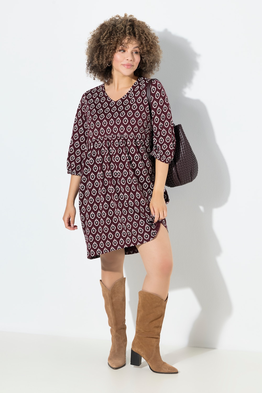 Große Größen Jerseykleid, Damen, lila, Größe: 46/48, Baumwolle, Ulla Popken von Ulla Popken