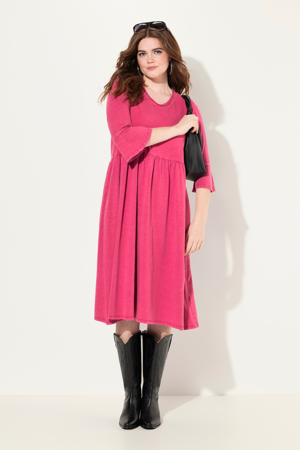 Große Größen Jerseykleid, Damen, lila, Größe: 54/56, Baumwolle, Ulla Popken von Ulla Popken