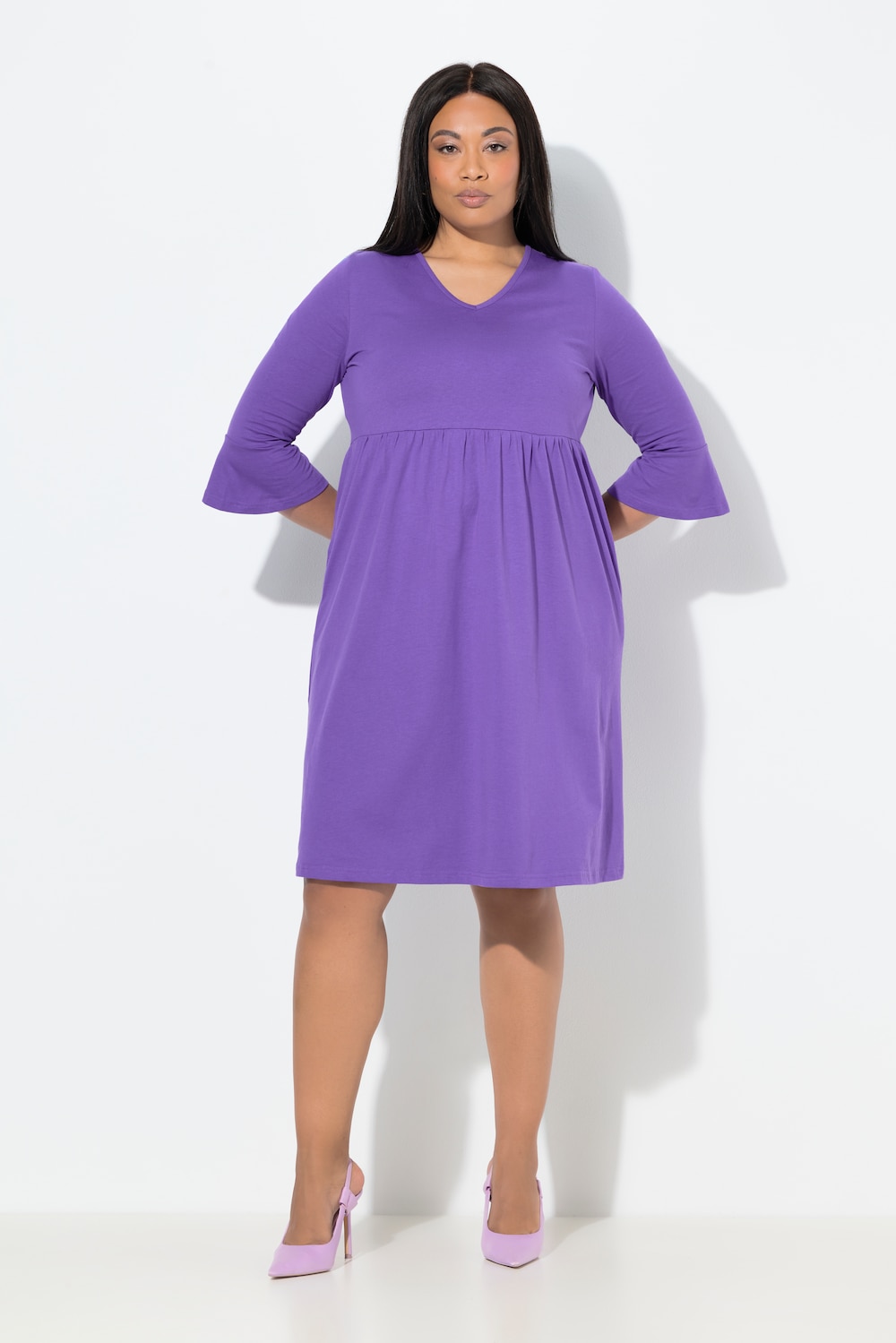 Große Größen Jerseykleid, Damen, lila, Größe: 54/56, Baumwolle, Ulla Popken von Ulla Popken