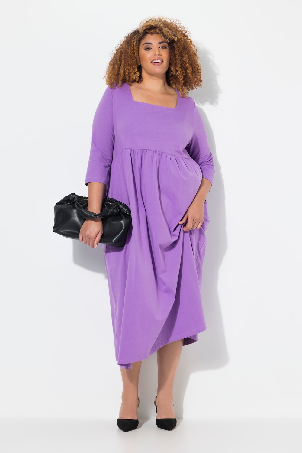 Große Größen Jerseykleid, Damen, lila, Größe: 62/64, Baumwolle, Ulla Popken von Ulla Popken