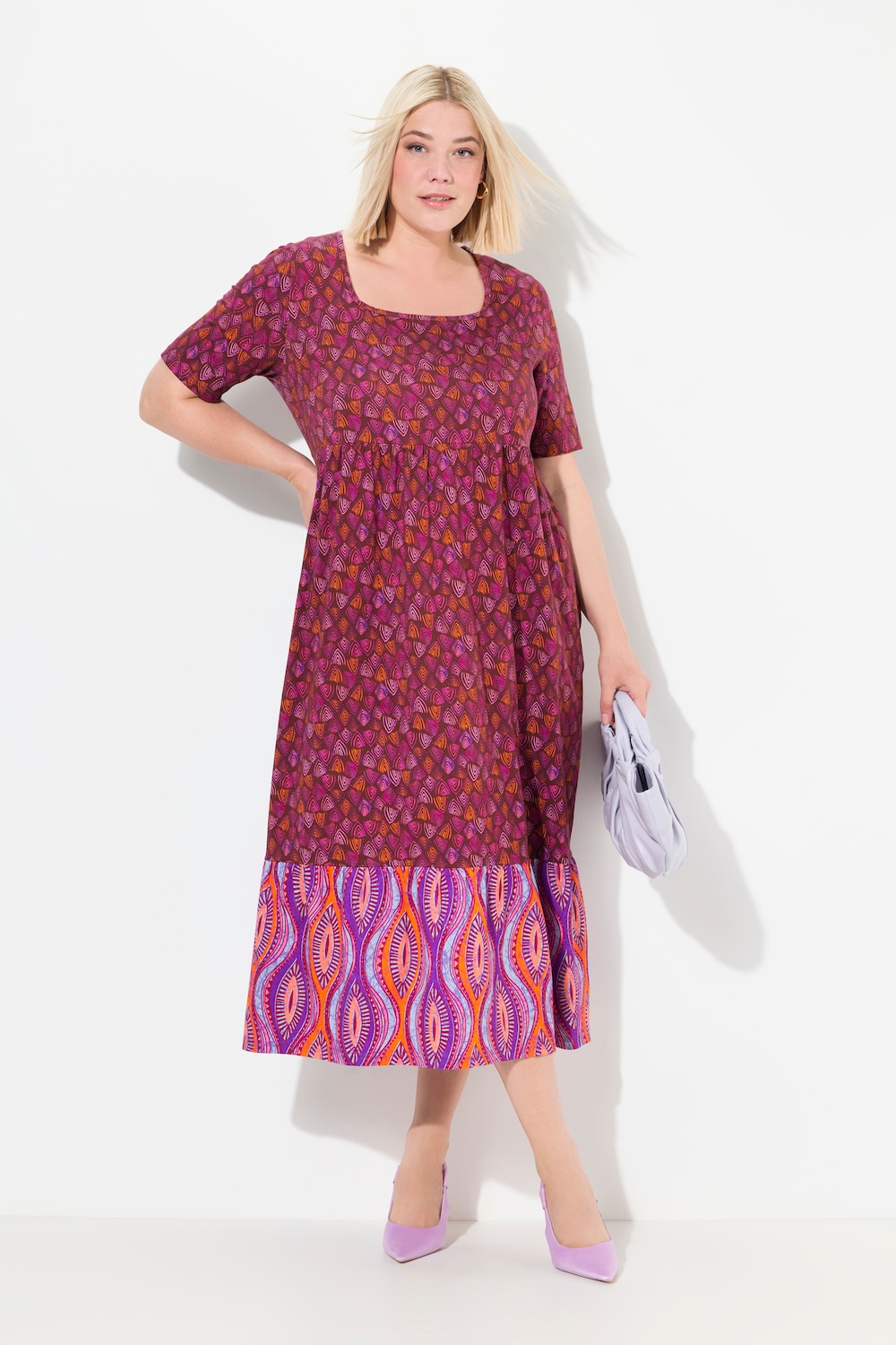 Große Größen Jerseykleid, Damen, lila, Größe: 66/68, Baumwolle, Ulla Popken von Ulla Popken