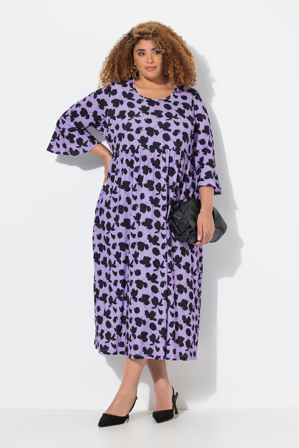 Große Größen Jerseykleid, Damen, lila, Größe: 66/68, Polyester, Ulla Popken von Ulla Popken