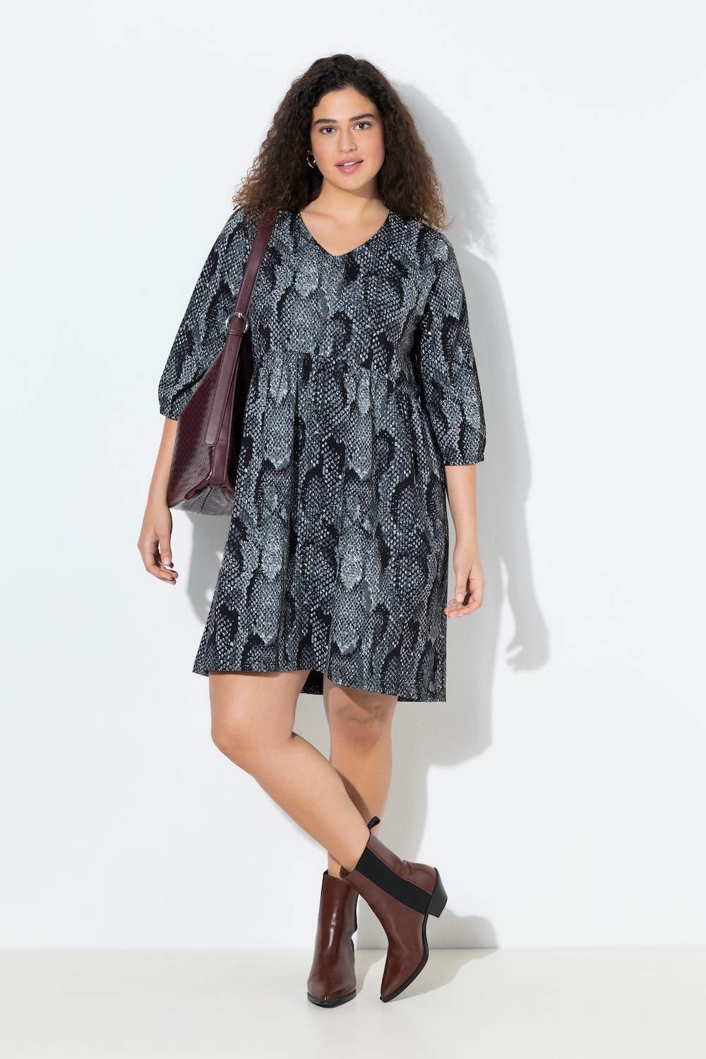 Große Größen Jerseykleid, Damen, schwarz, Größe: 42/44, Baumwolle, Ulla Popken von Ulla Popken