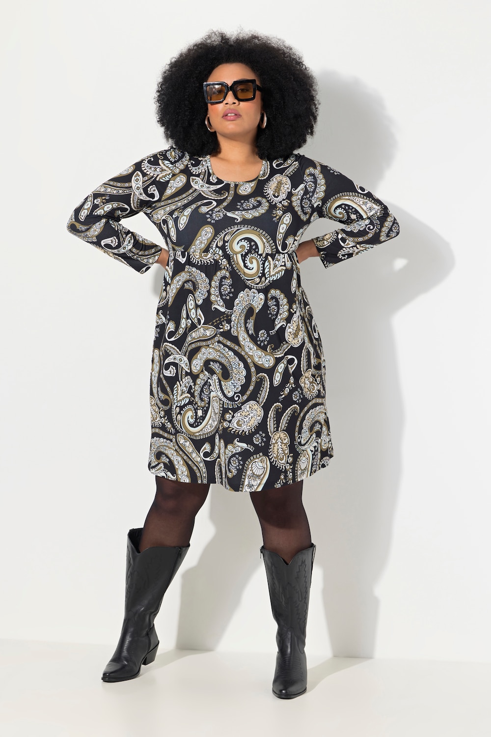 Große Größen Jerseykleid, Damen, schwarz, Größe: 42/44, Polyester, Ulla Popken von Ulla Popken