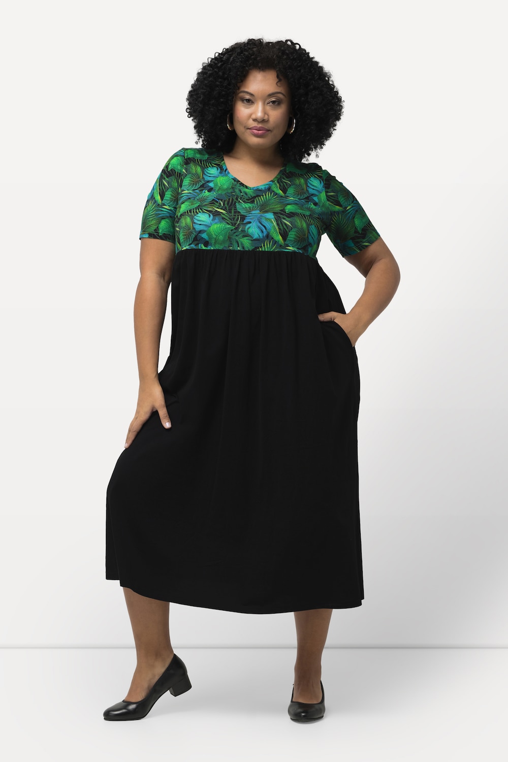 Große Größen Jerseykleid, Damen, schwarz, Größe: 46/48, Baumwolle, Ulla Popken von Ulla Popken