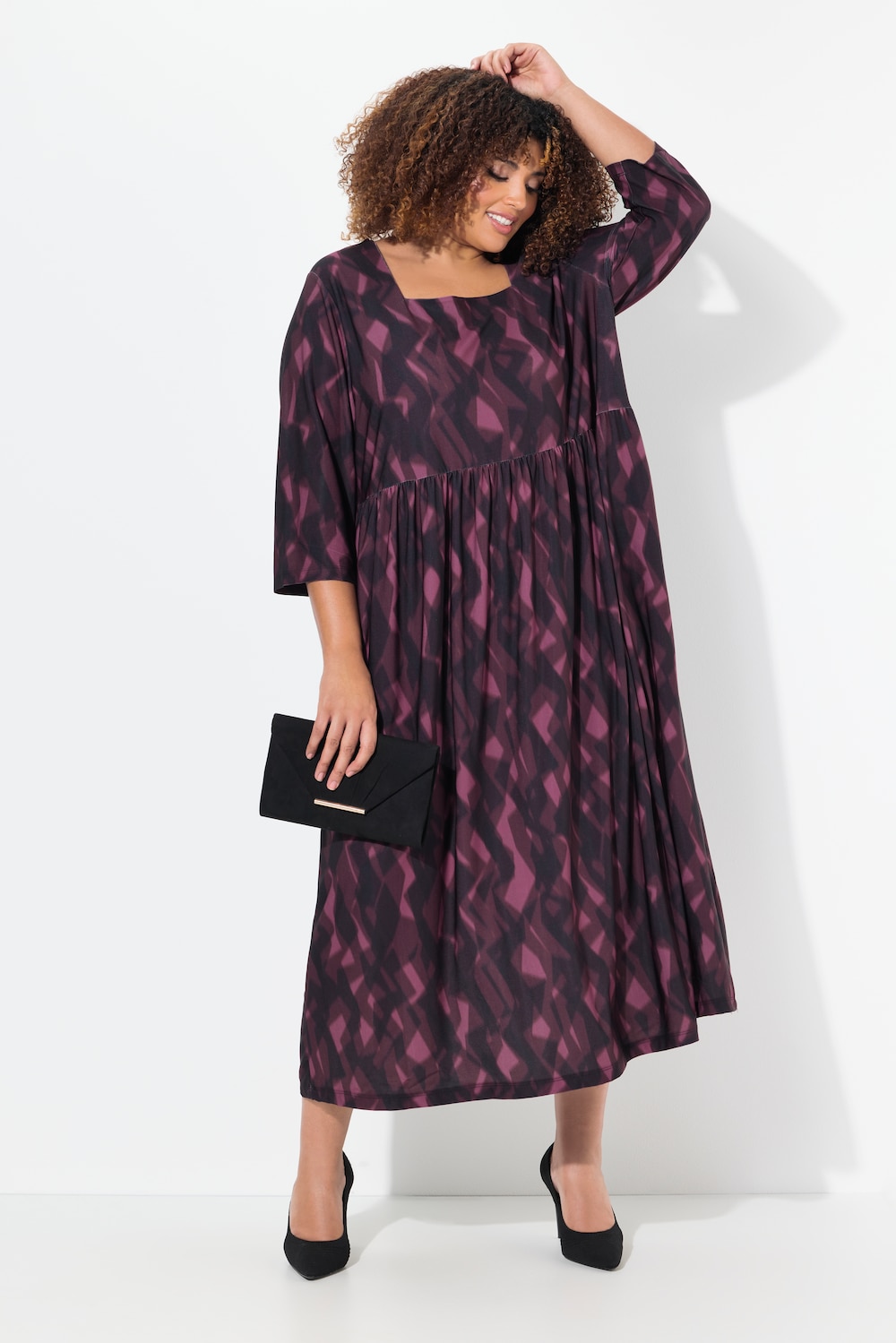 Große Größen Jerseykleid, Damen, schwarz, Größe: 46/48, Polyester, Ulla Popken von Ulla Popken