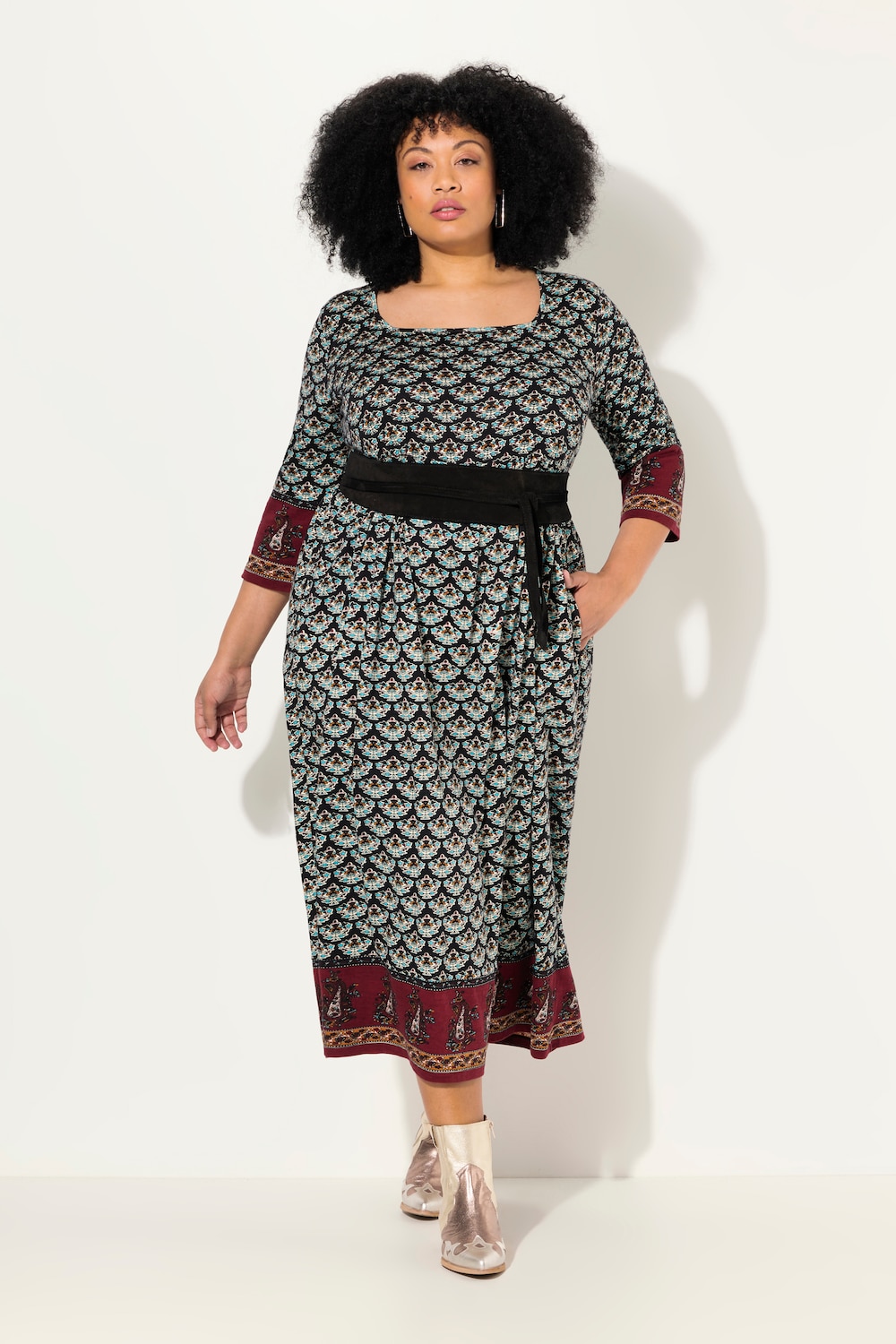 Große Größen Jerseykleid, Damen, schwarz, Größe: 54/56, Baumwolle, Ulla Popken von Ulla Popken