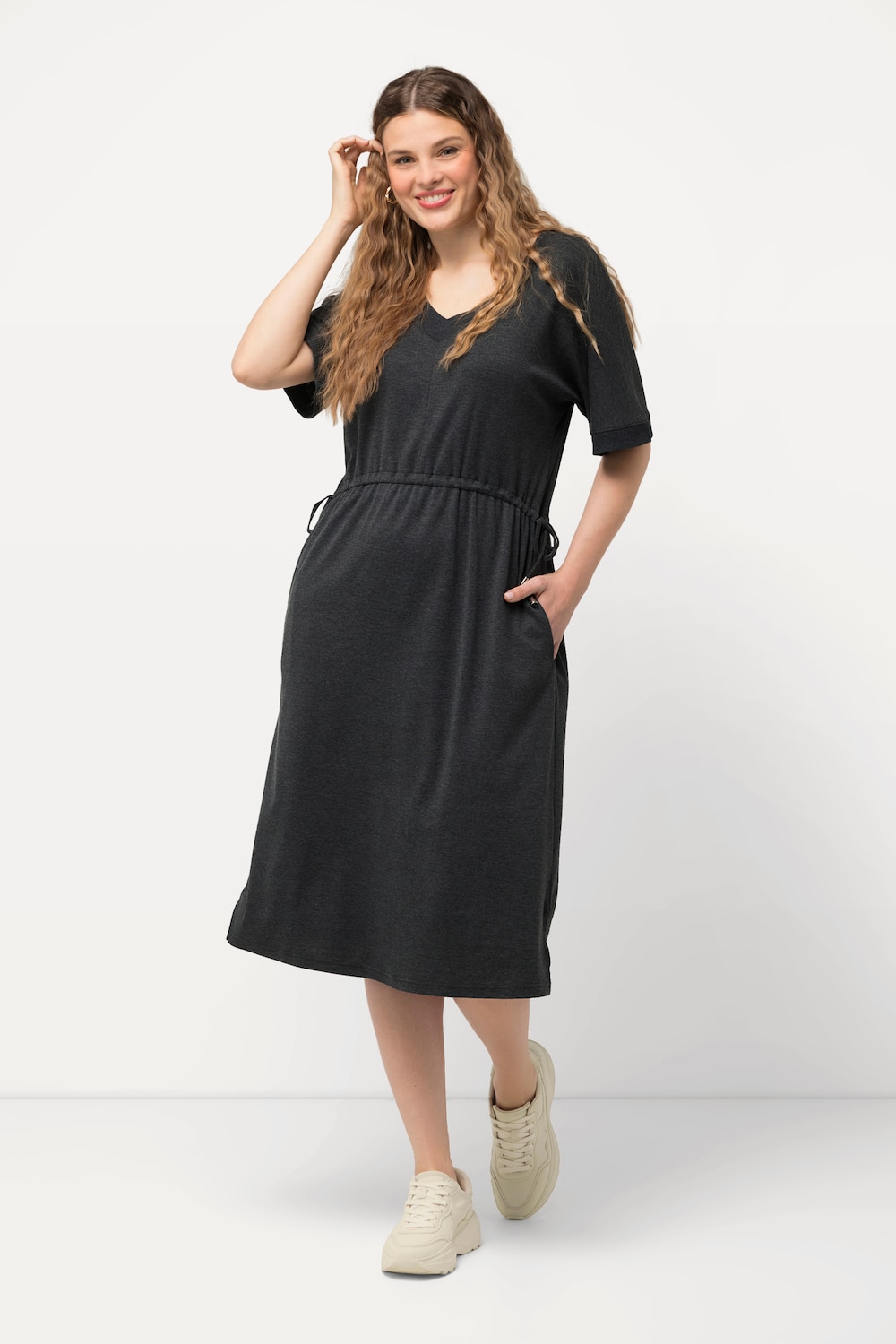 Große Größen Jerseykleid, Damen, schwarz, Größe: 54/56, Baumwolle/Polyester, Ulla Popken von Ulla Popken