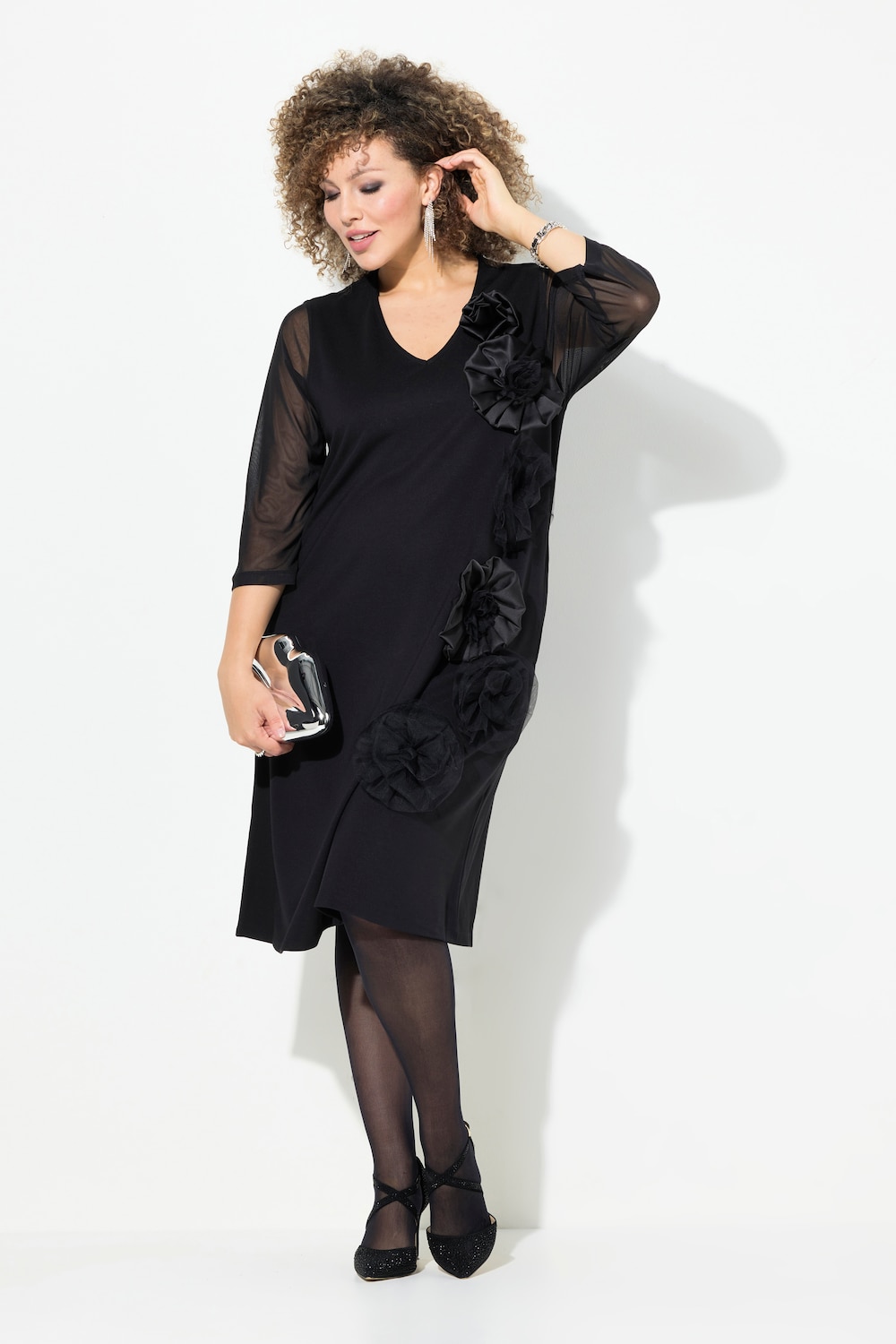 Große Größen Jerseykleid, Damen, schwarz, Größe: 58/60, Polyester/Viskose/Synthetische Fasern, Ulla Popken von Ulla Popken