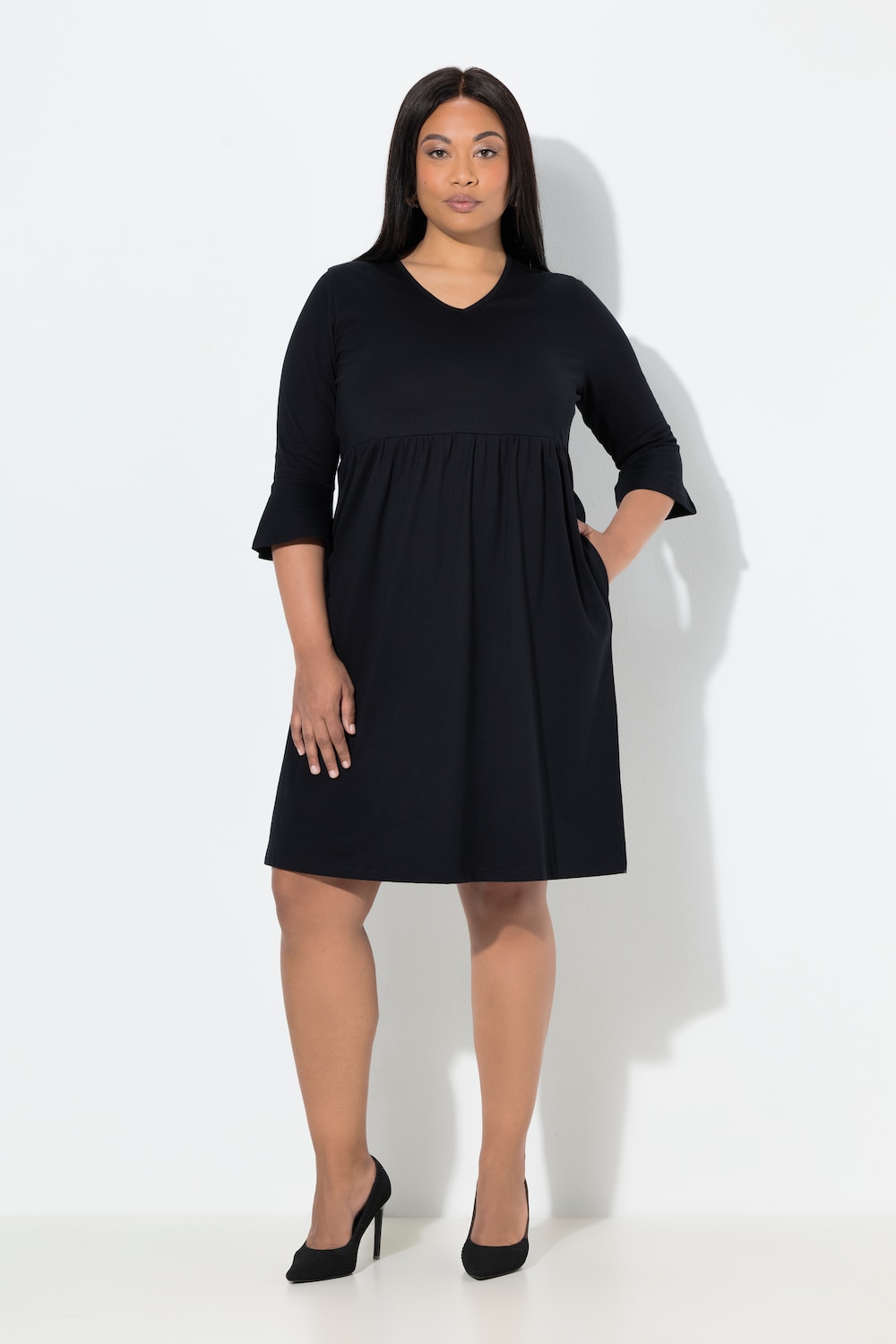 Große Größen Jerseykleid, Damen, schwarz, Größe: 62/64, Baumwolle, Ulla Popken von Ulla Popken