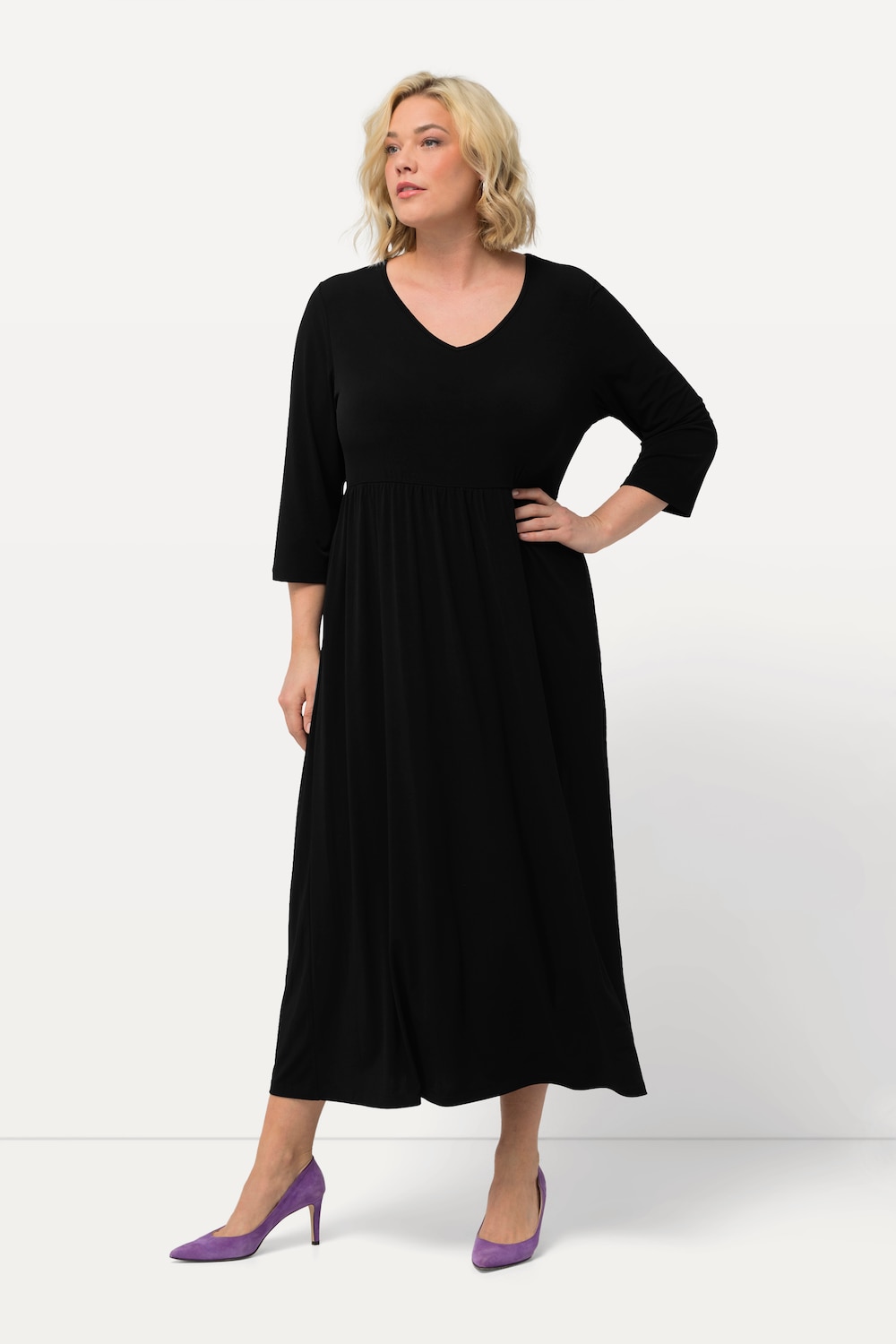 Große Größen Jerseykleid, Damen, schwarz, Größe: 62/64, Polyester, Ulla Popken von Ulla Popken