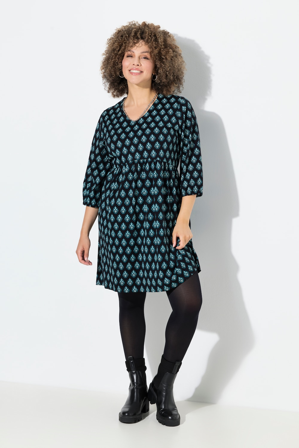 Große Größen Jerseykleid, Damen, türkis, Größe: 50/52, Baumwolle, Ulla Popken von Ulla Popken