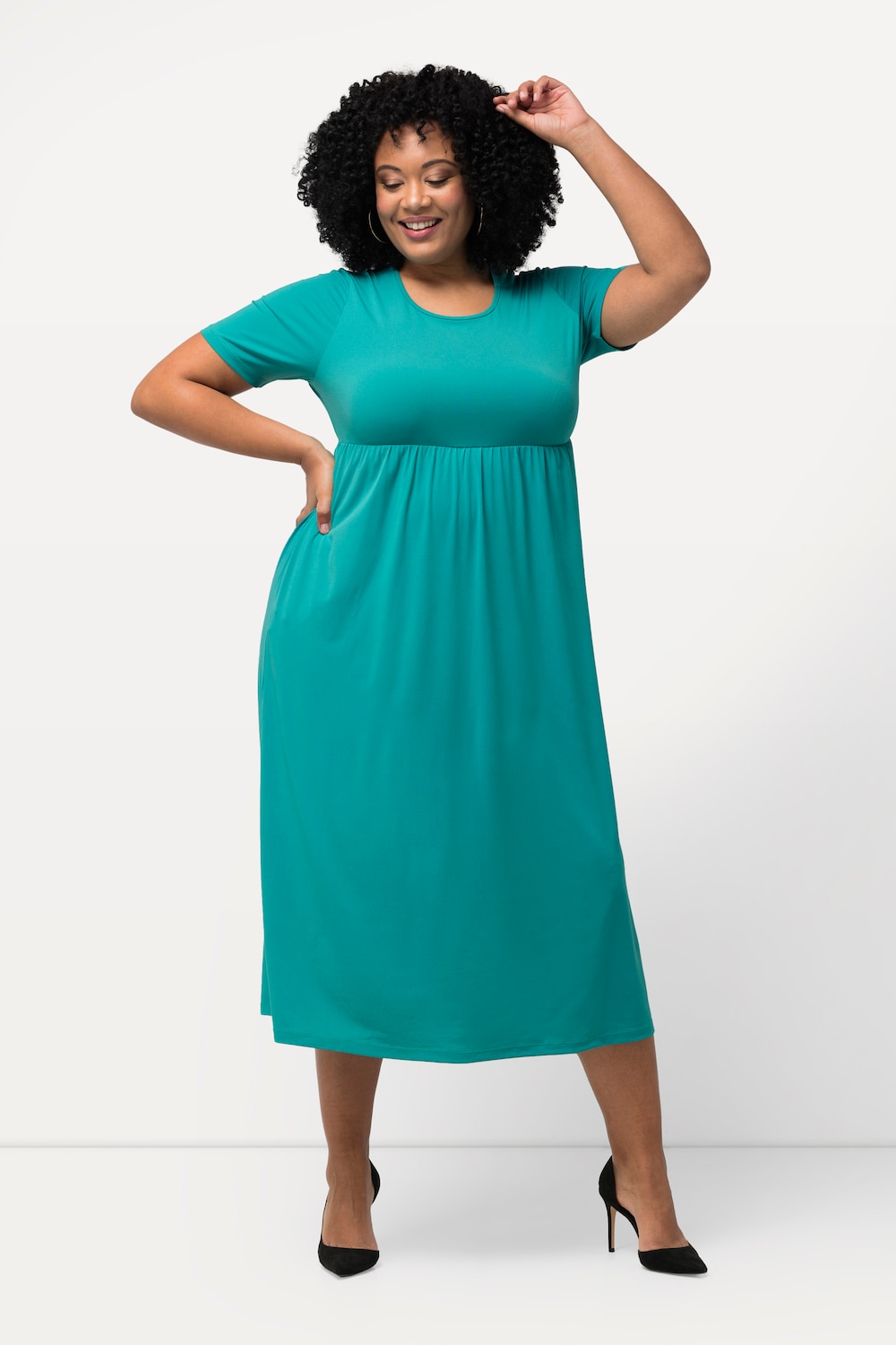 Große Größen Jerseykleid, Damen, türkis, Größe: 62/64, Polyester, Ulla Popken von Ulla Popken
