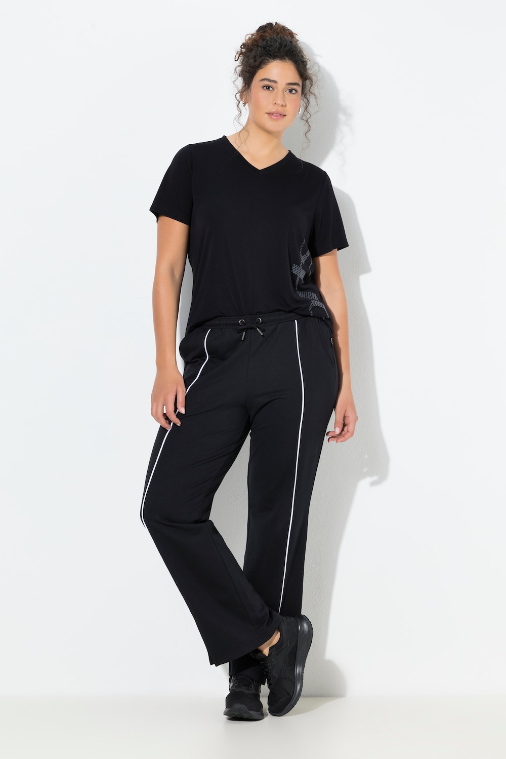 Große Größen Jogginghose, Damen, schwarz, Größe: 42/44, Baumwolle/Polyester, Ulla Popken von Ulla Popken