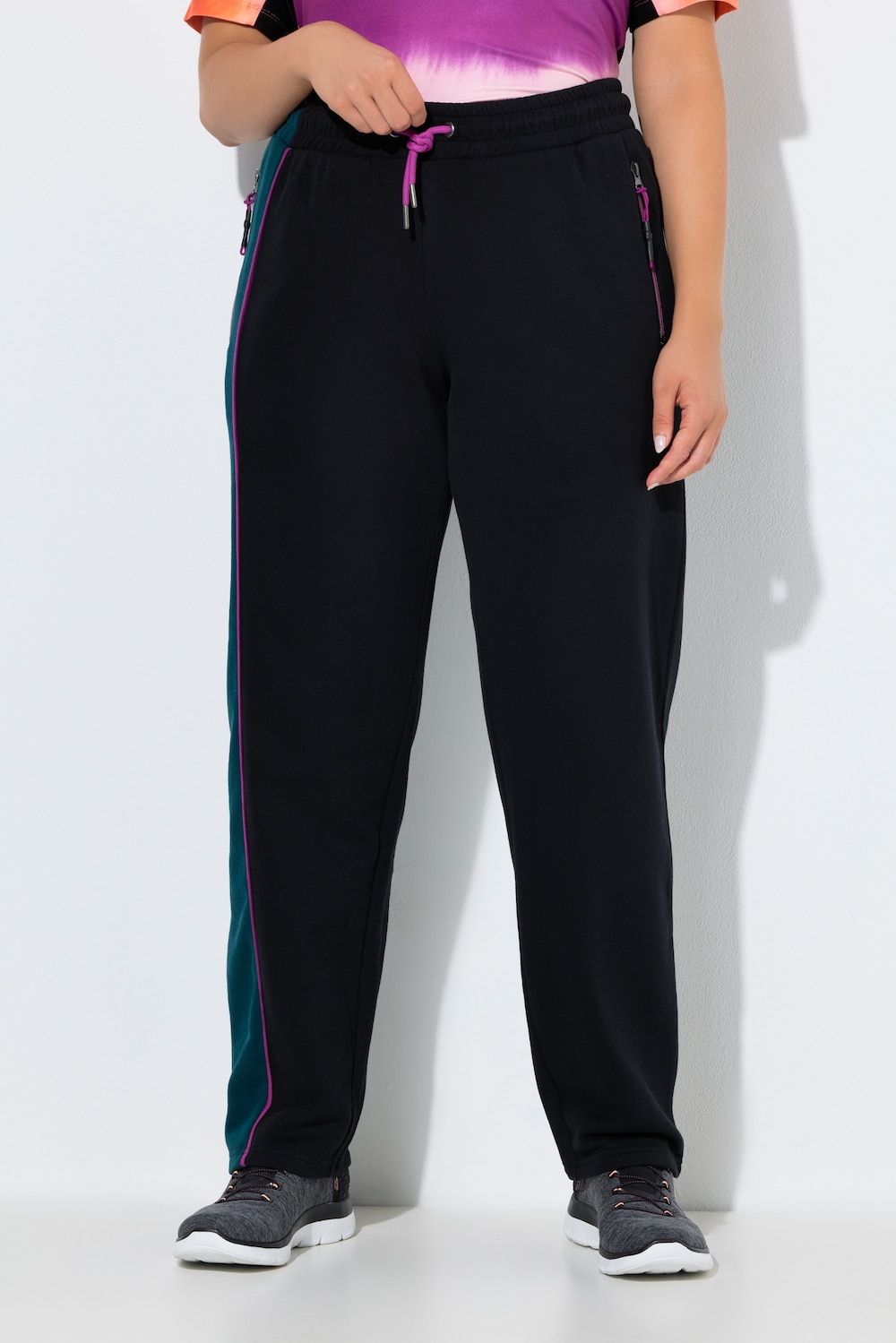 Große Größen Jogginghose, Damen, schwarz, Größe: 46/48, Baumwolle/Polyester, Ulla Popken von Ulla Popken