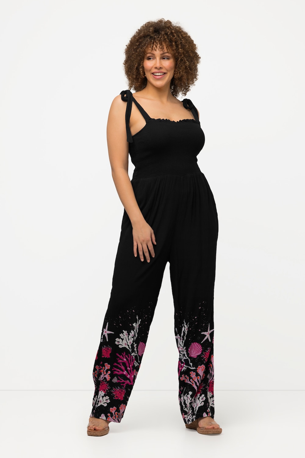 Große Größen Jumpsuit, Damen, schwarz, Größe: 50/52, Viskose, Ulla Popken von Ulla Popken