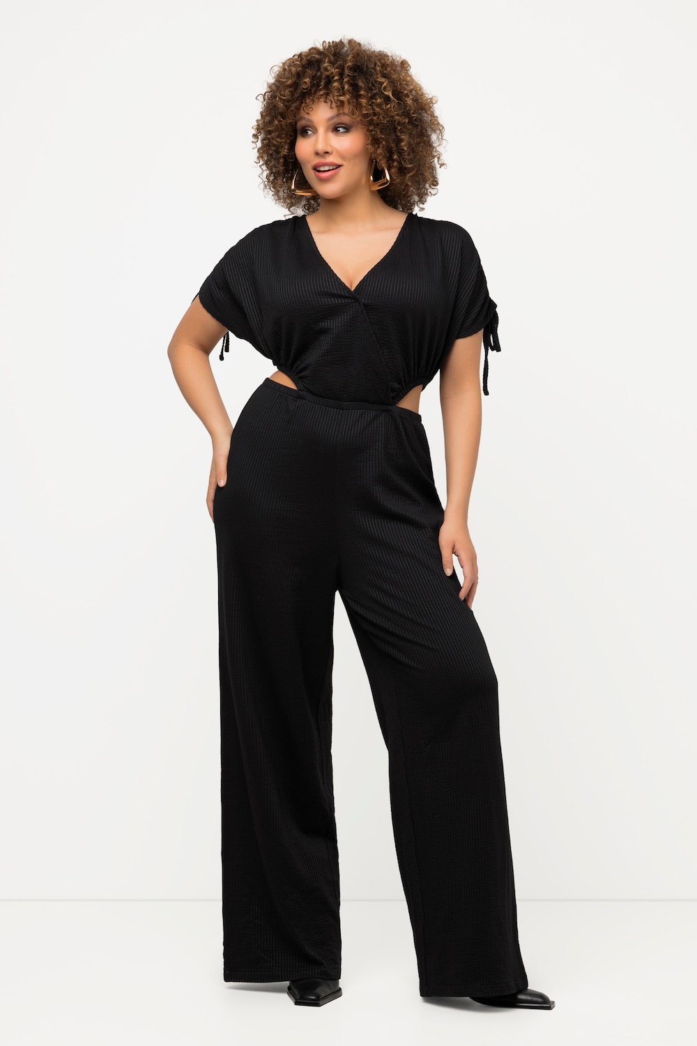 Große Größen Jumpsuit, Damen, schwarz, Größe: 54/56, Baumwolle/Polyester, Ulla Popken von Ulla Popken