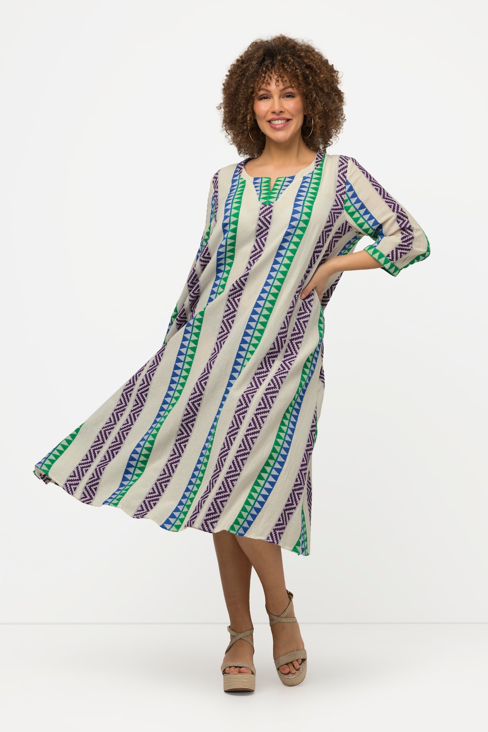 Große Größen Kaftan, Damen, grau, Größe: 46/48, Baumwolle, Ulla Popken von Ulla Popken