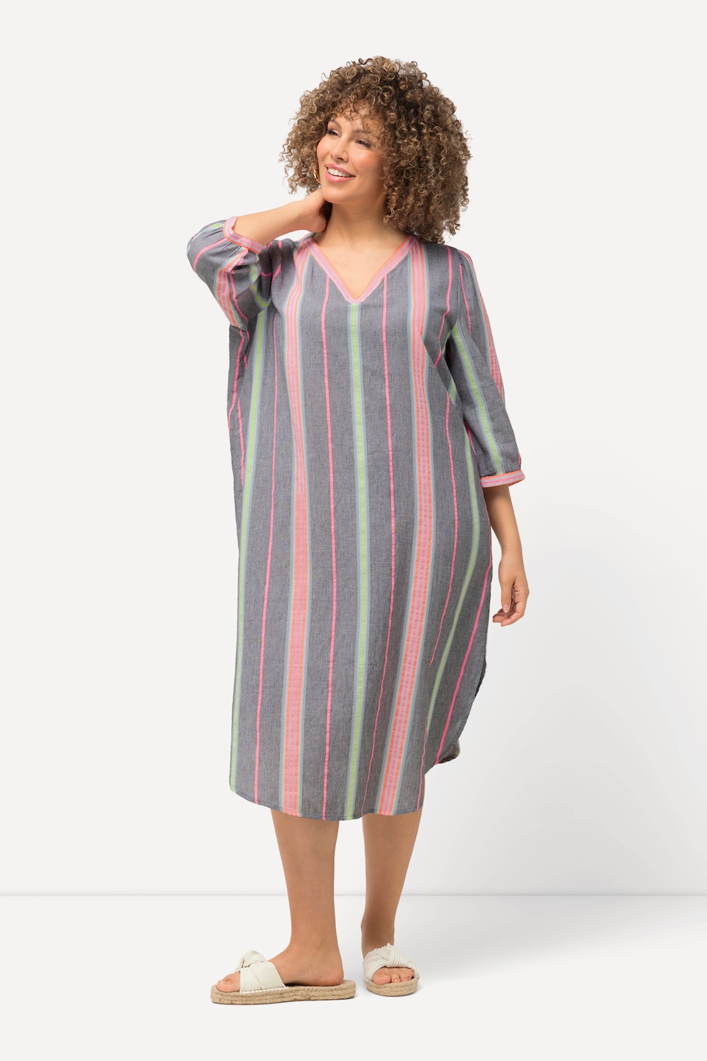 Große Größen Kaftan, Damen, grau, Größe: 50/52, Baumwolle, Ulla Popken von Ulla Popken