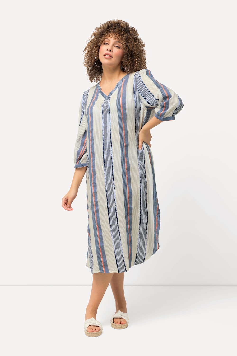 Große Größen Kaftan, Damen, weiß, Größe: 46/48, Baumwolle, Ulla Popken von Ulla Popken