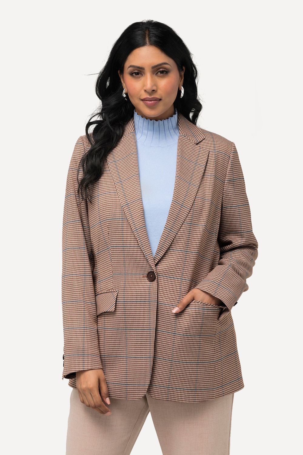 Große Größen Blazer, Damen, braun, Größe: 56, Polyester/Viskose, Ulla Popken von Ulla Popken